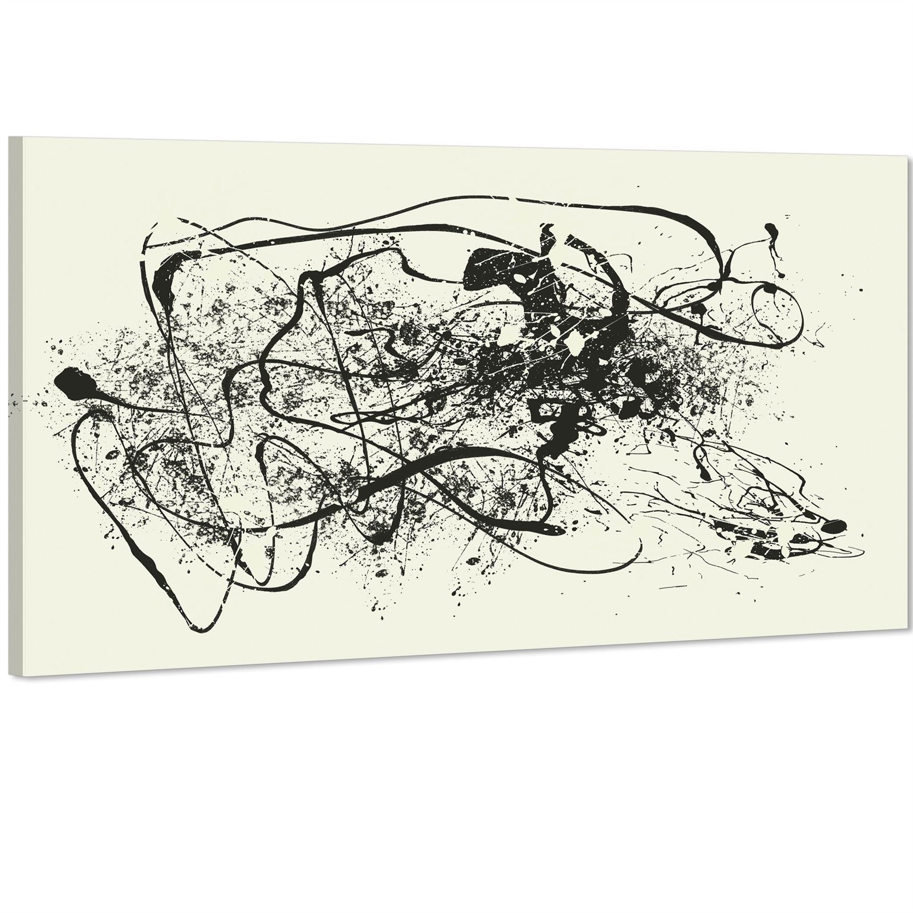 Abstract Black Cream Pollock Inspired Style Framed Art Prints - Picture 32 of 55