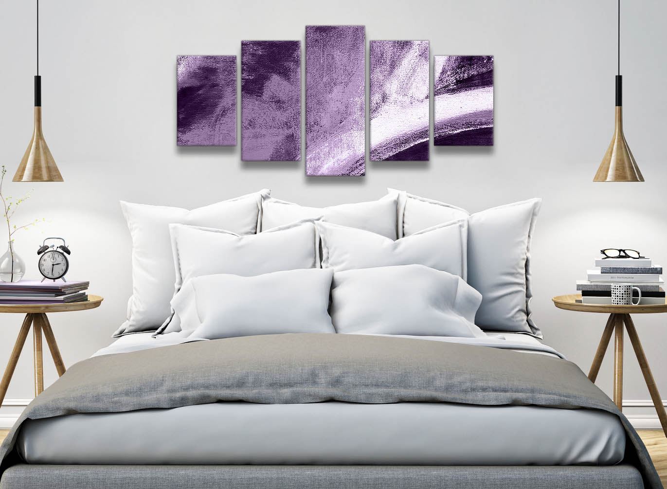 Aubergine Plum and White - Abstract Canvas Wall Art Painting - Picture 19 of 32