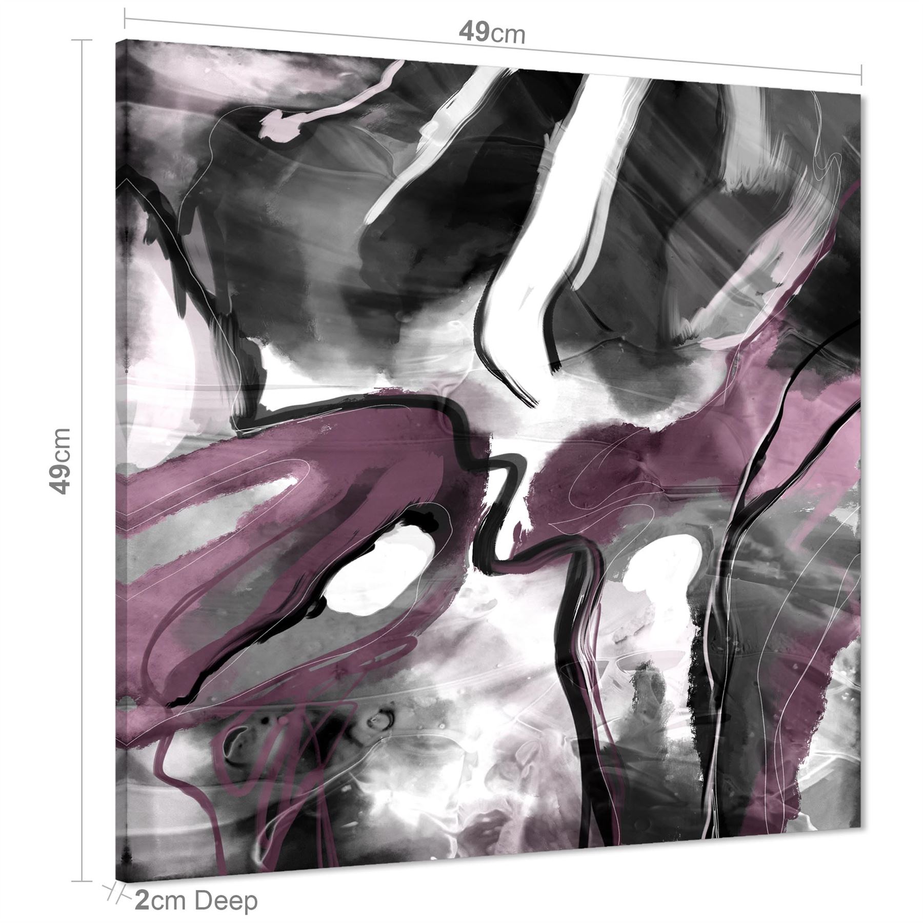 Abstract Plum Grey Watercolour Painting Canvas Wall Art Print - Picture 5 of 55