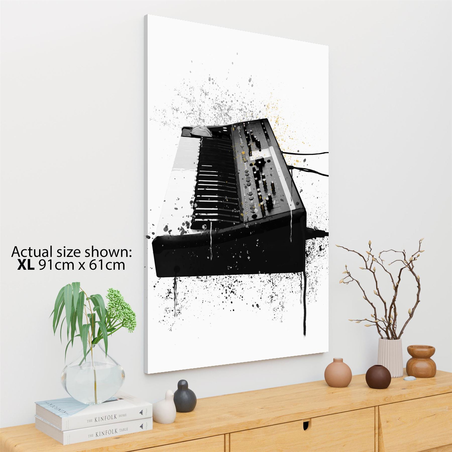 Synthesizer Keyboard Canvas Wall Art Picture Black and White Music Themed - Picture 9 of 13
