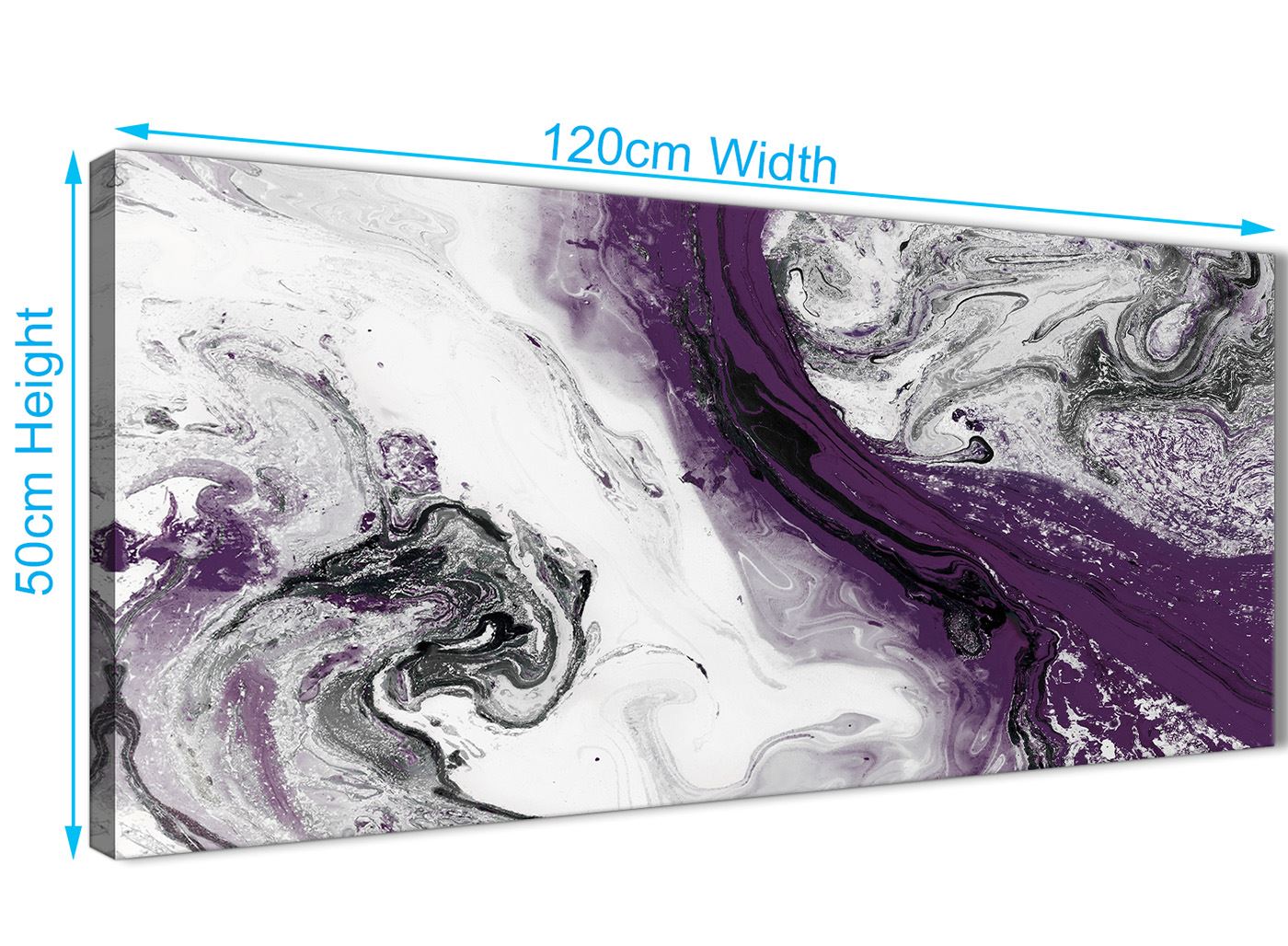 Purple and Grey Swirl Living Room Canvas Wall Art Accessories - Abstract Print - Picture 16 of 25