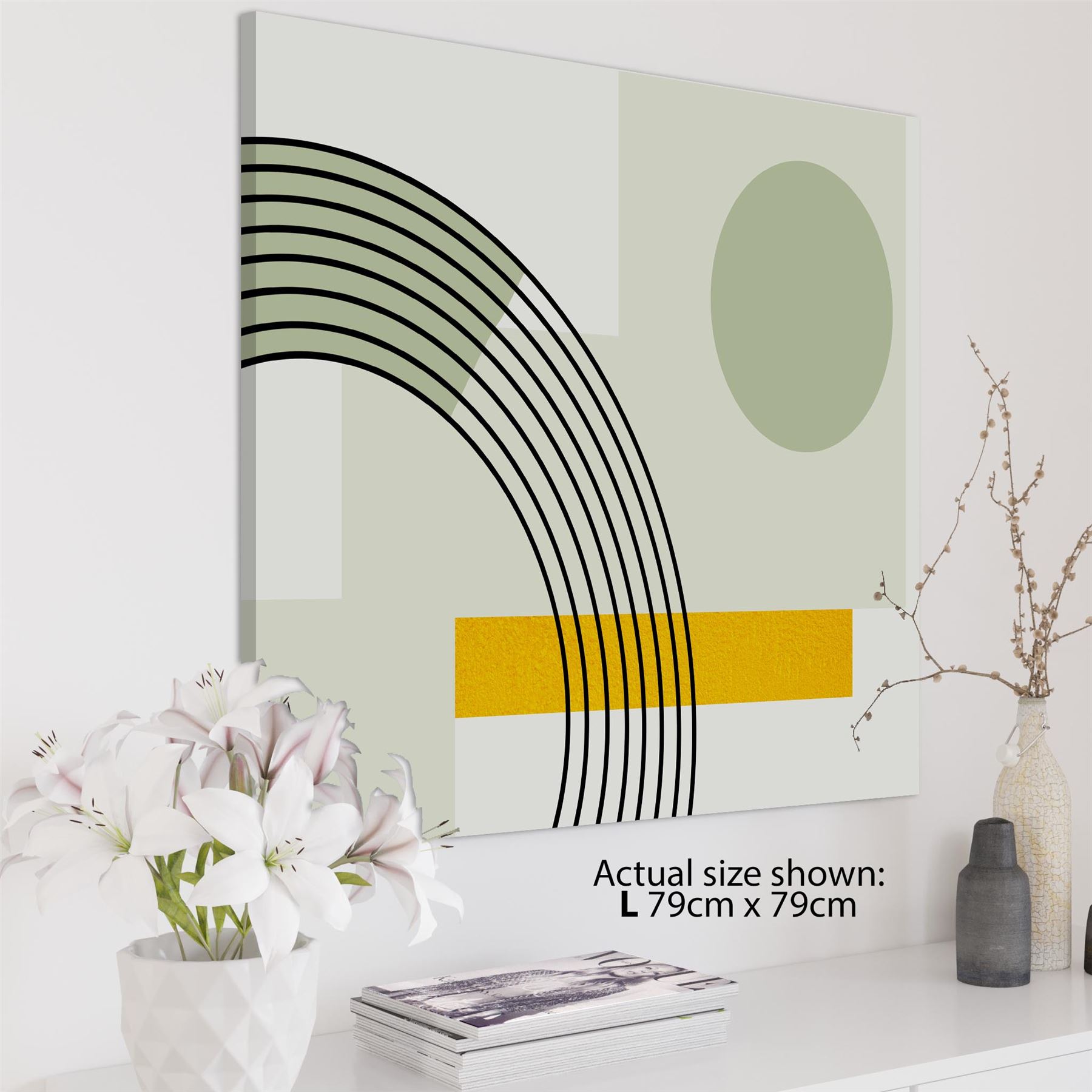 Abstrakter Salbei grün gelb geometrisches Design Leinwand Kunstdrucke - Bild 21 von 56