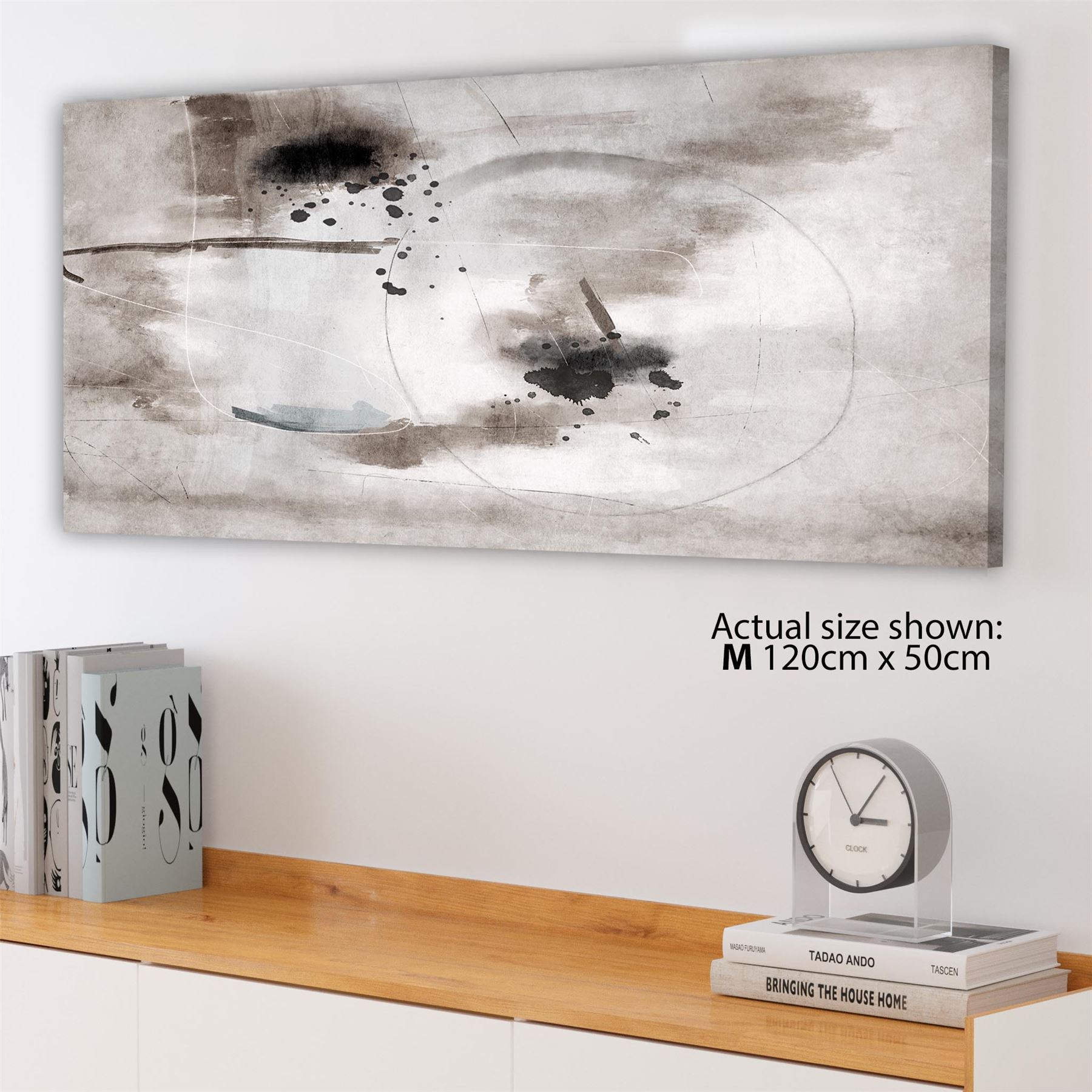 Impresión artística de pared enmarcada gráfica en blanco y negro beige abstracta - Imagen 34 de 55