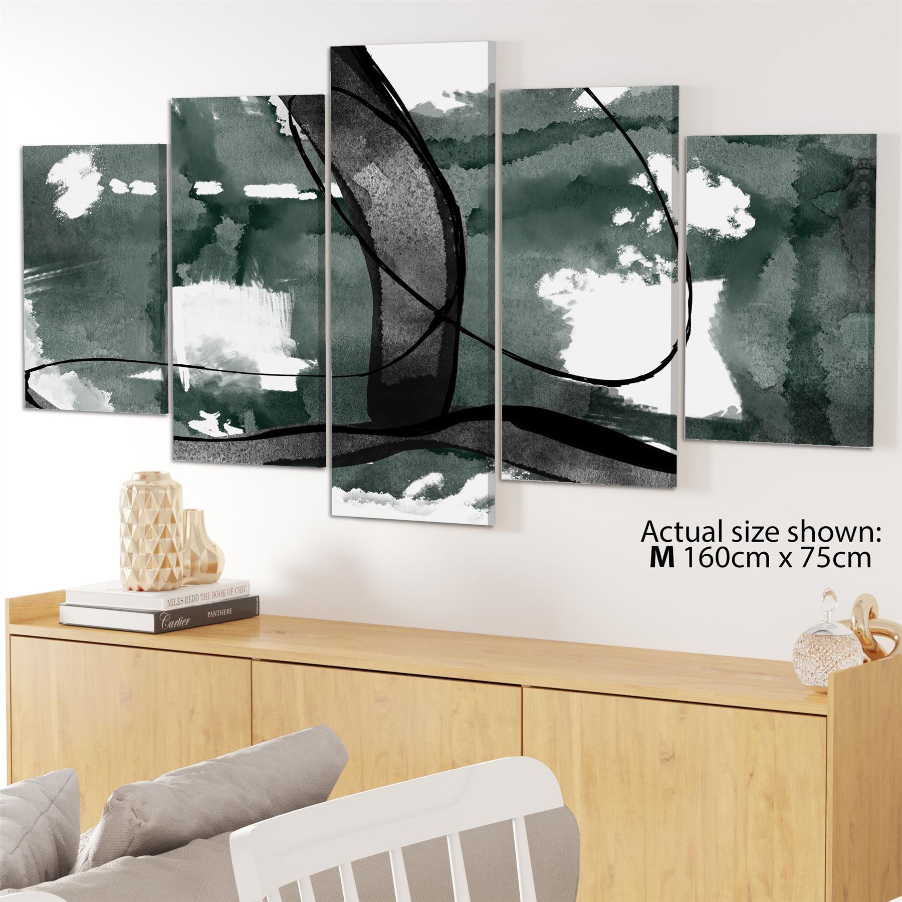 Abstract Green Black Design Canvas Wall Art Picture - Picture 50 of 55
