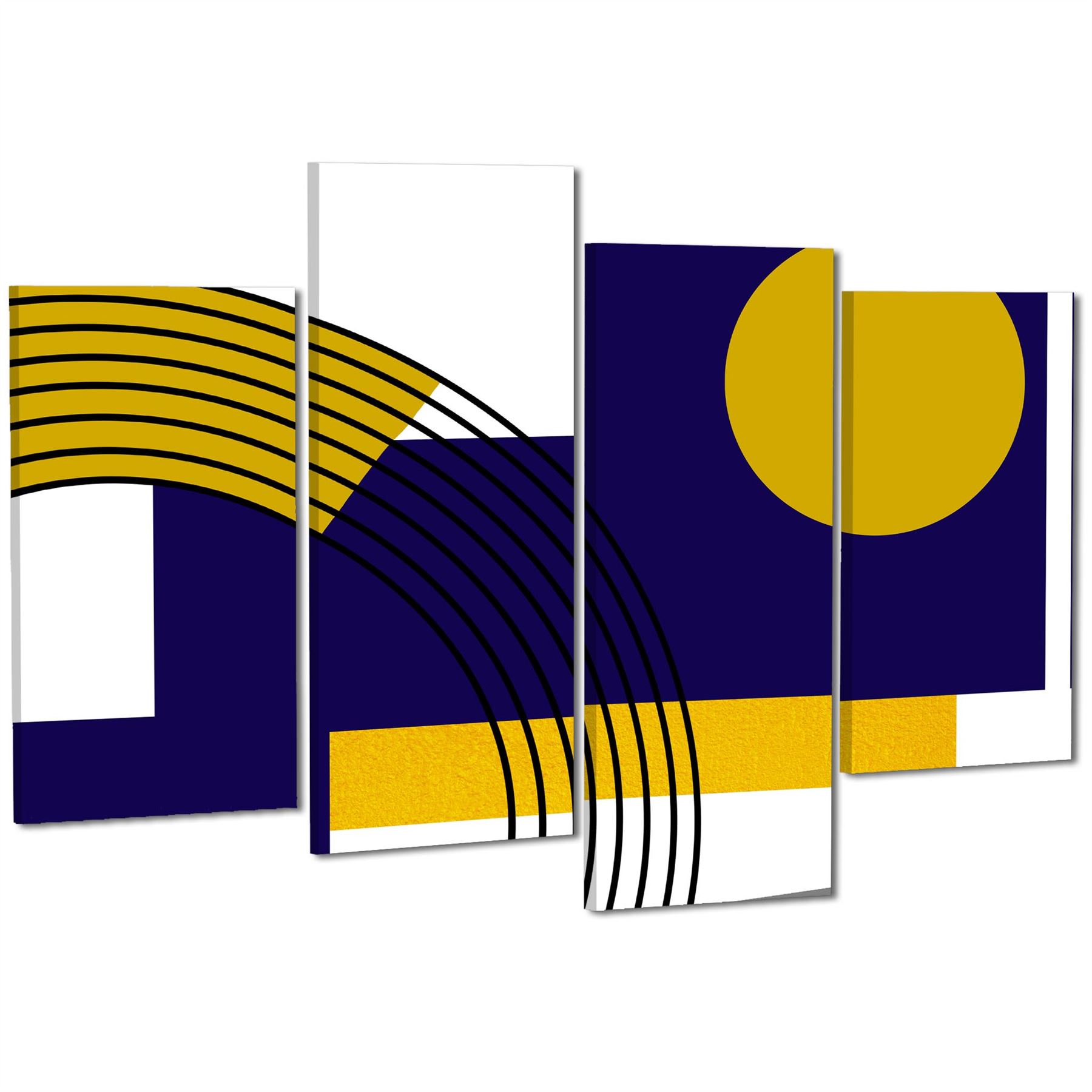 Blue Mustard Yellow Geometric Design Canvas Art Prints - Picture 42 of 54