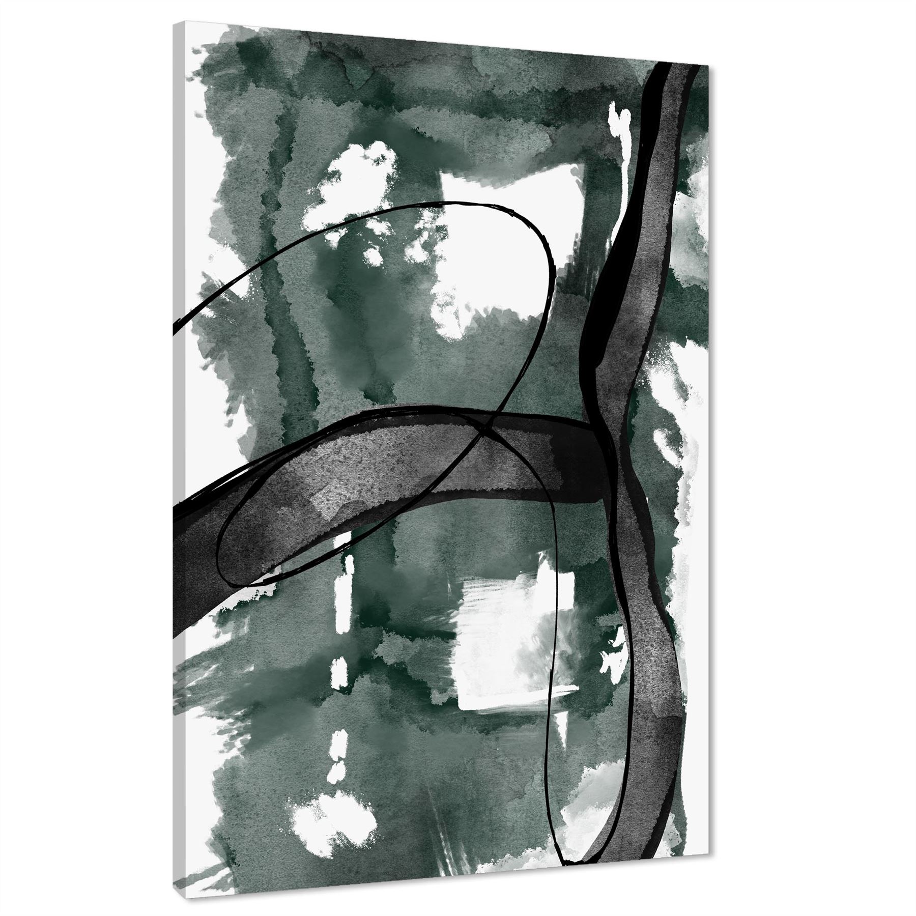 Abstract Green Black Design Canvas Wall Art Picture - Picture 14 of 55