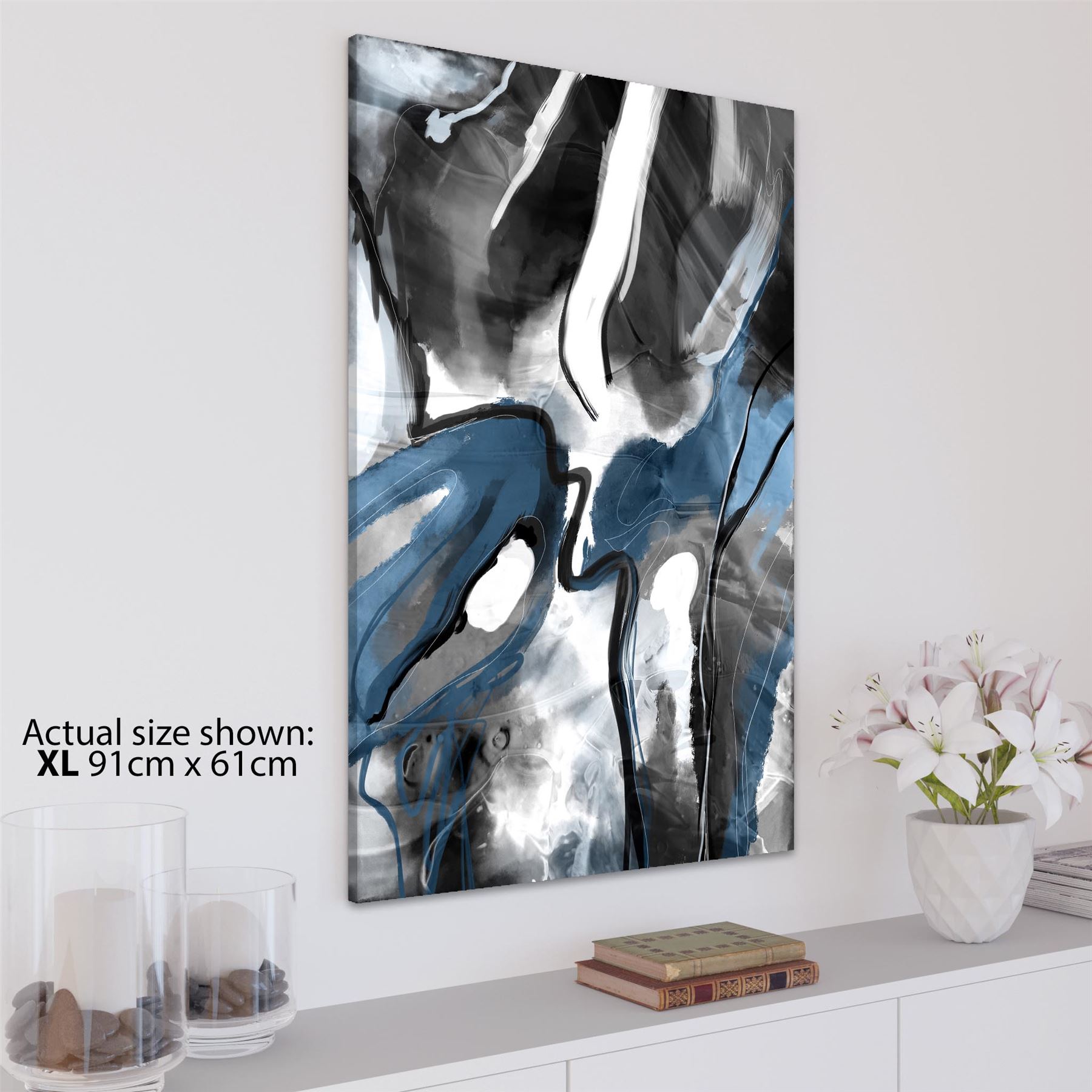 Abstract Turquoise Dark Grey Design Canvas Art Prints - Picture 28 of 56