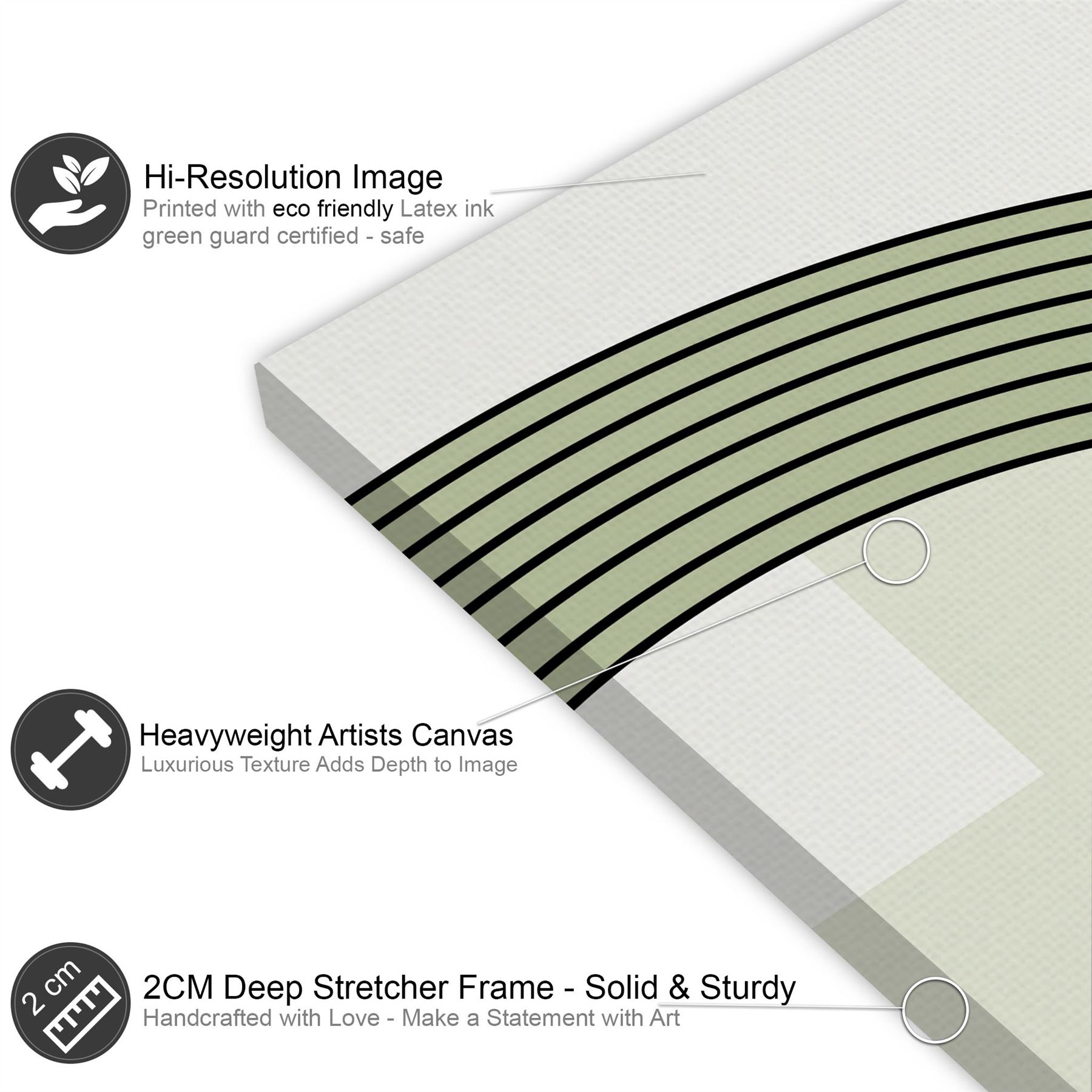 Abstrakter Salbei grün gelb geometrisches Design Leinwand Kunstdrucke - Bild 13 von 56