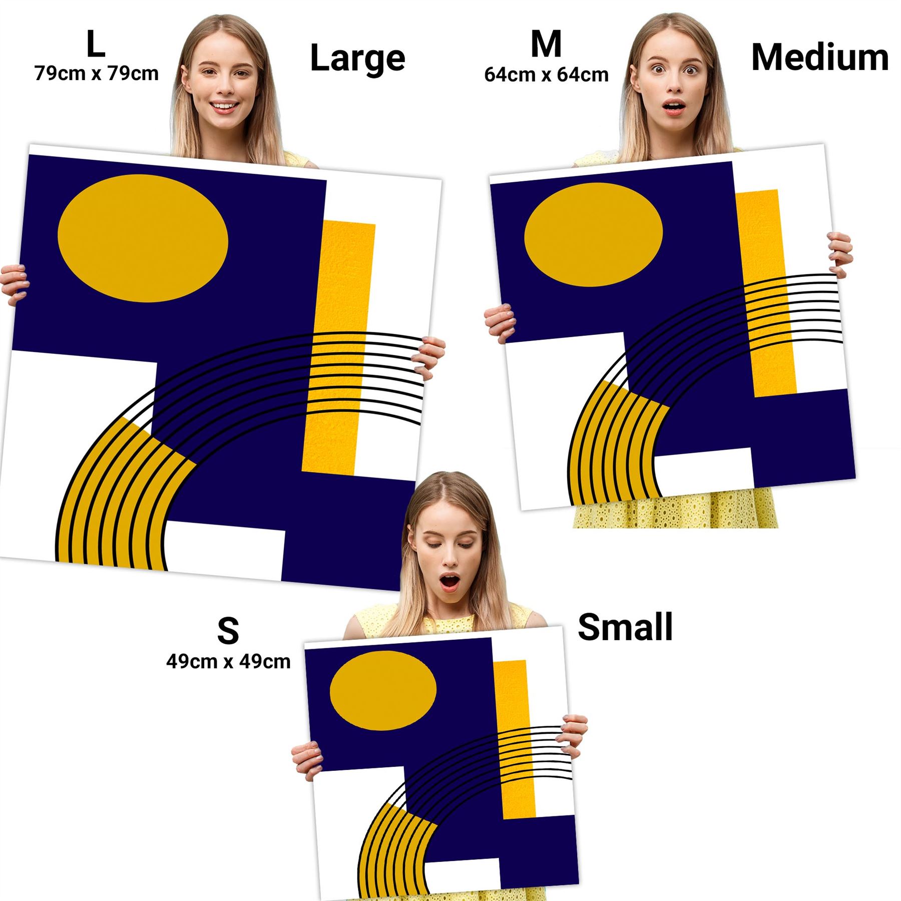 Blue Mustard Yellow Geometric Design Canvas Art Prints - Picture 24 of 54