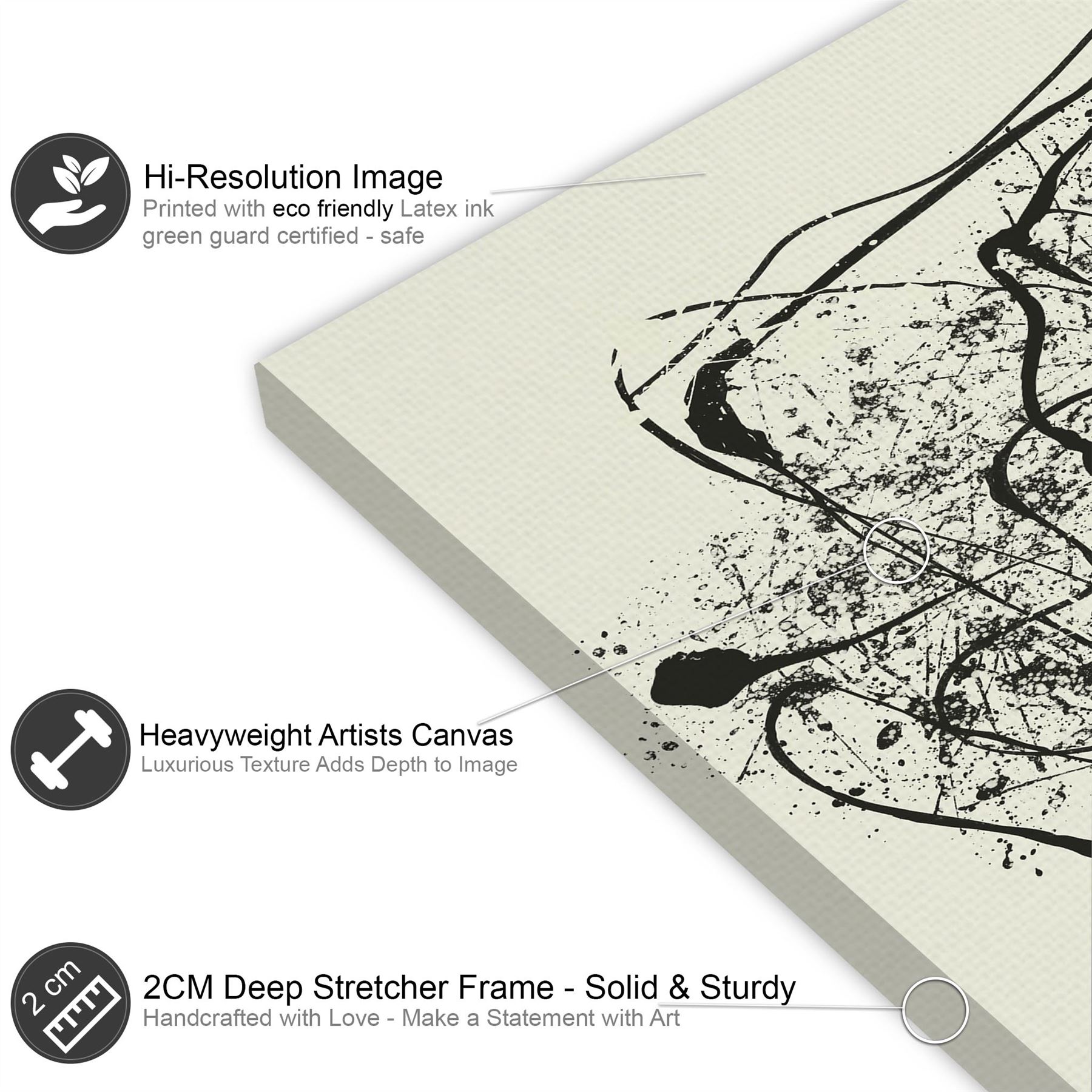 Abstract Black Cream Pollock Inspired Style Framed Art Prints - Picture 36 of 55
