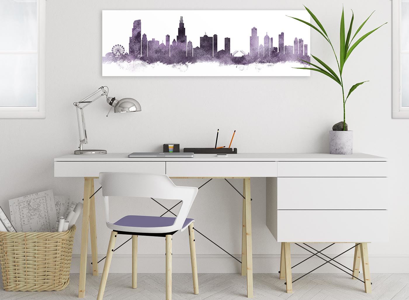 Chicago Skyline Leinwand Wandbild Kunstdruck - 17 Farben verfügbar - 94 cm breit - Bild 82 von 101