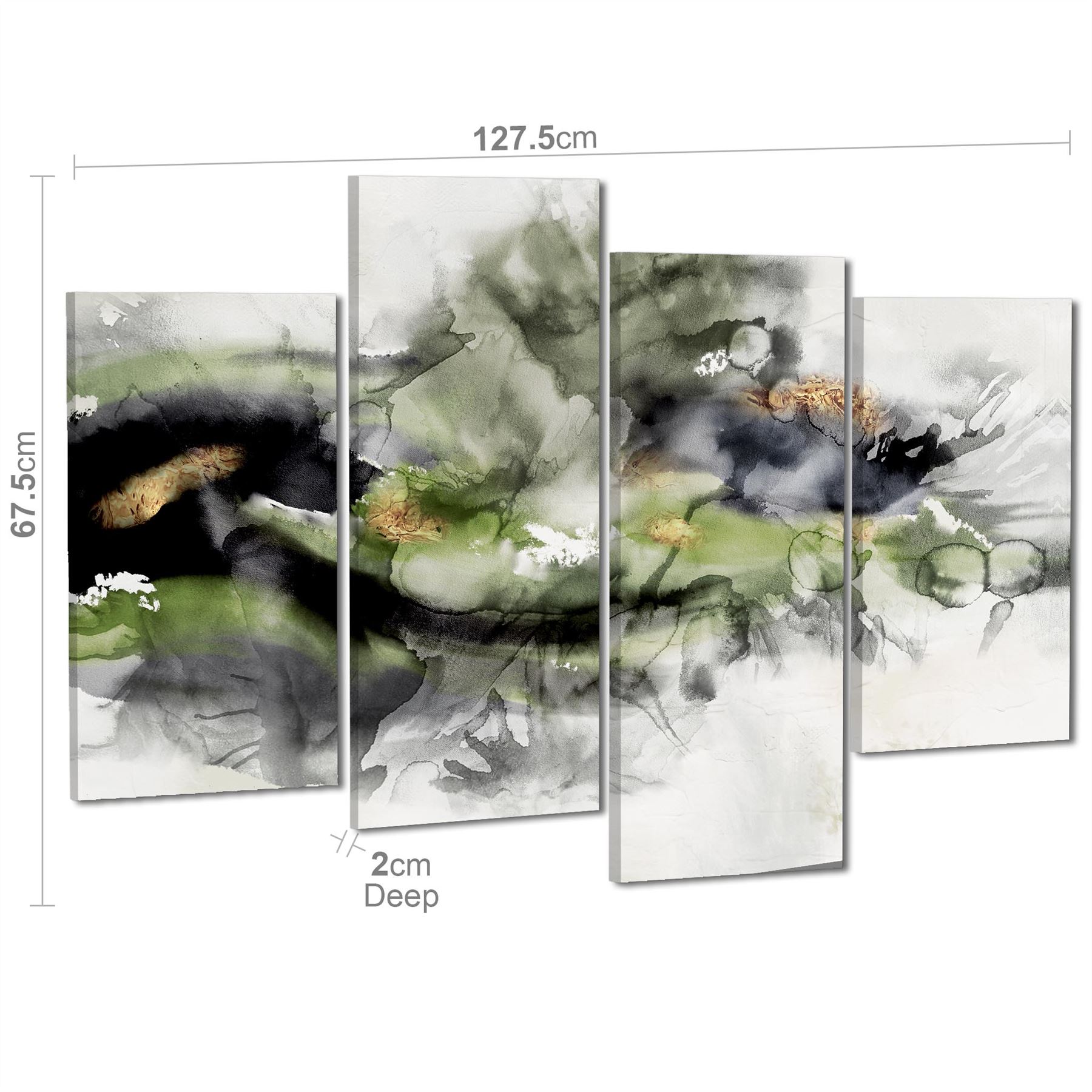 Abstract Lime Green Grey Watercolour Canvas Art Pictures - Picture 45 of 54