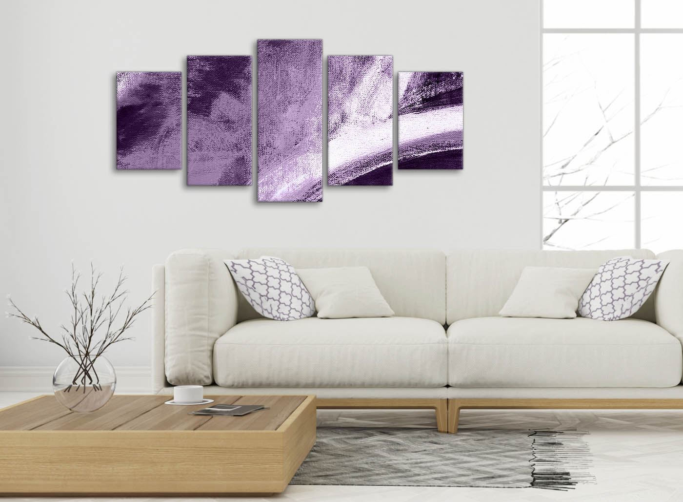 Aubergine Plum and White - Abstract Canvas Wall Art Painting - Picture 17 of 32