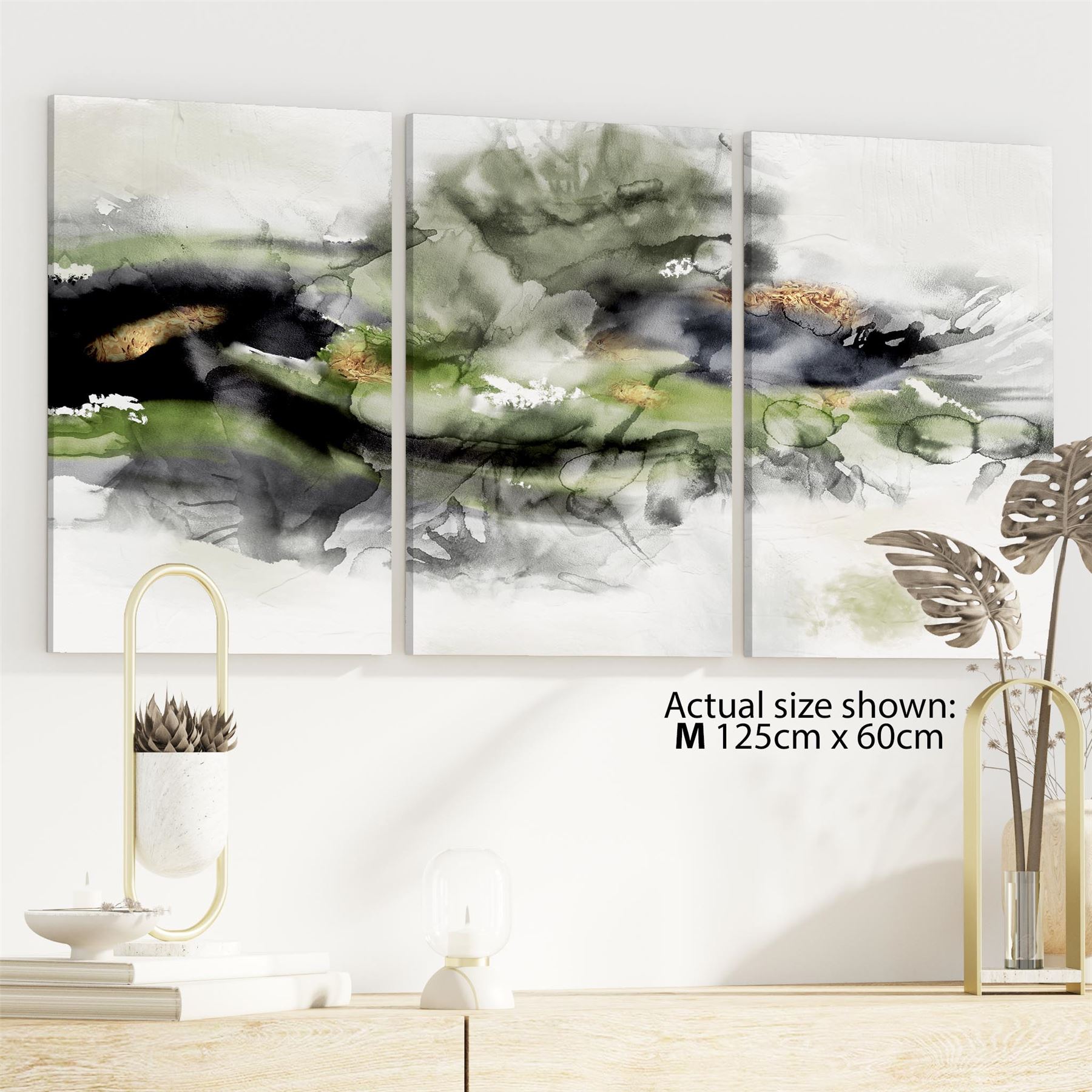 Abstract Lime Green Grey Watercolour Canvas Art Pictures - Picture 38 of 54