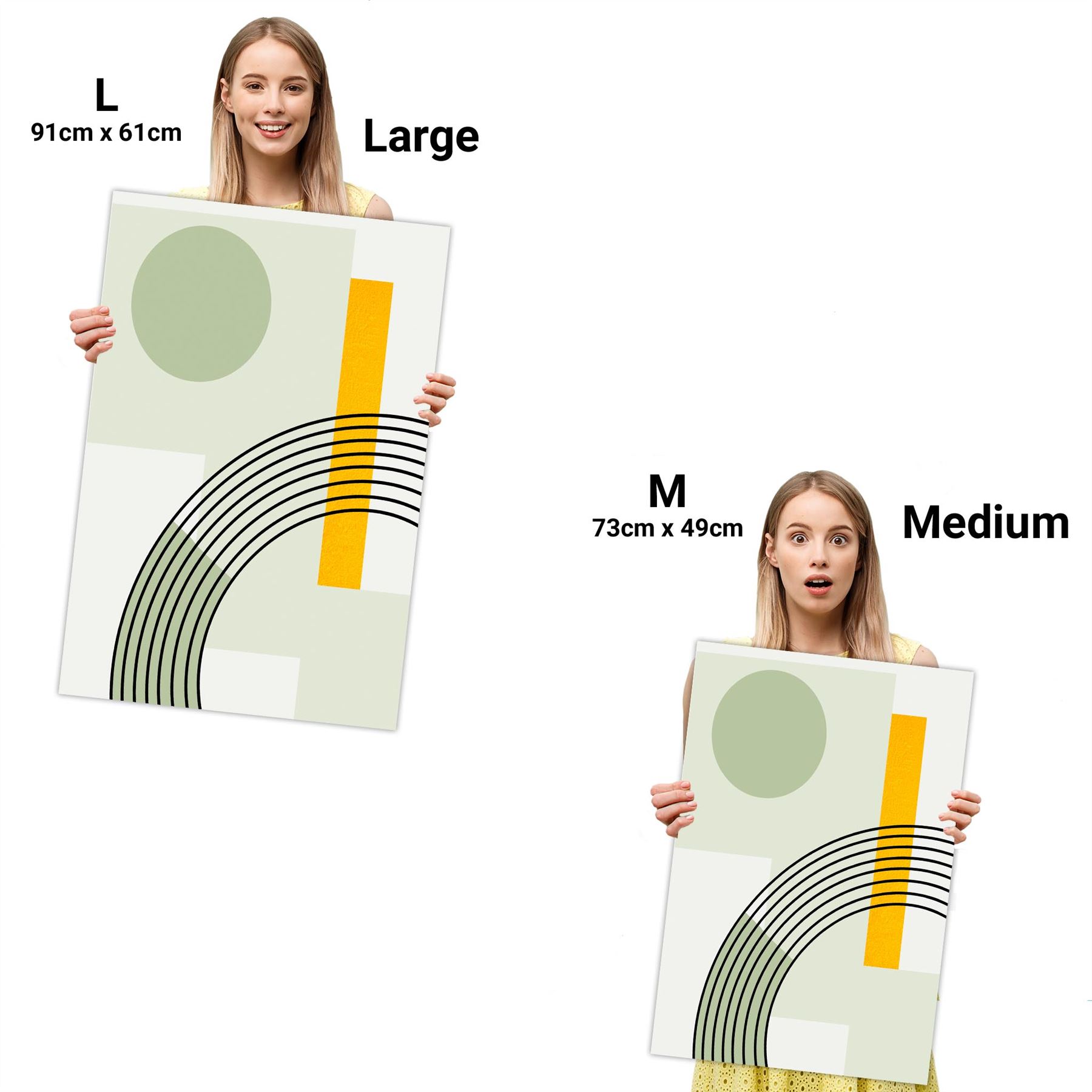 Abstrakter Salbei grün gelb geometrisches Design Leinwand Kunstdrucke - Bild 30 von 56