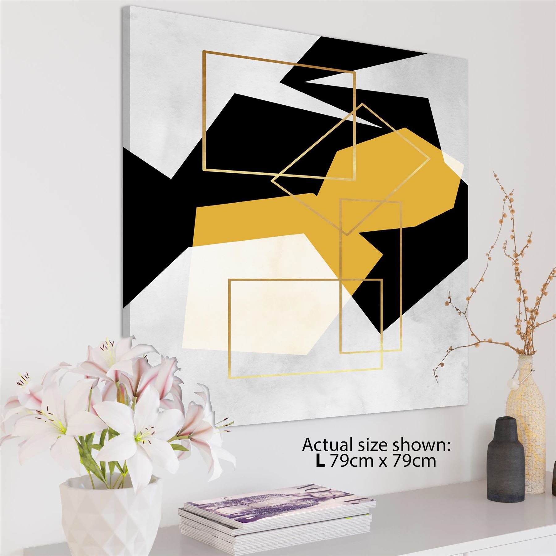 Mustard Yellow Black Geometric Canvas Art Pictures - Picture 3 of 55