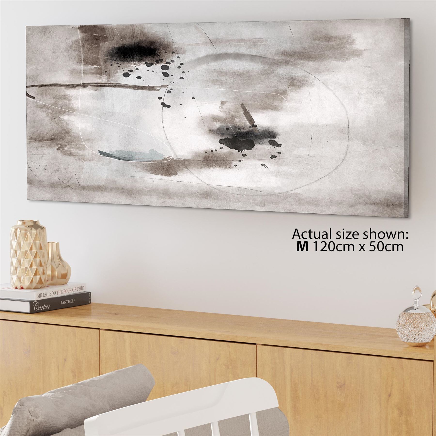 Impresión artística de pared enmarcada gráfica en blanco y negro beige abstracta - Imagen 33 de 55