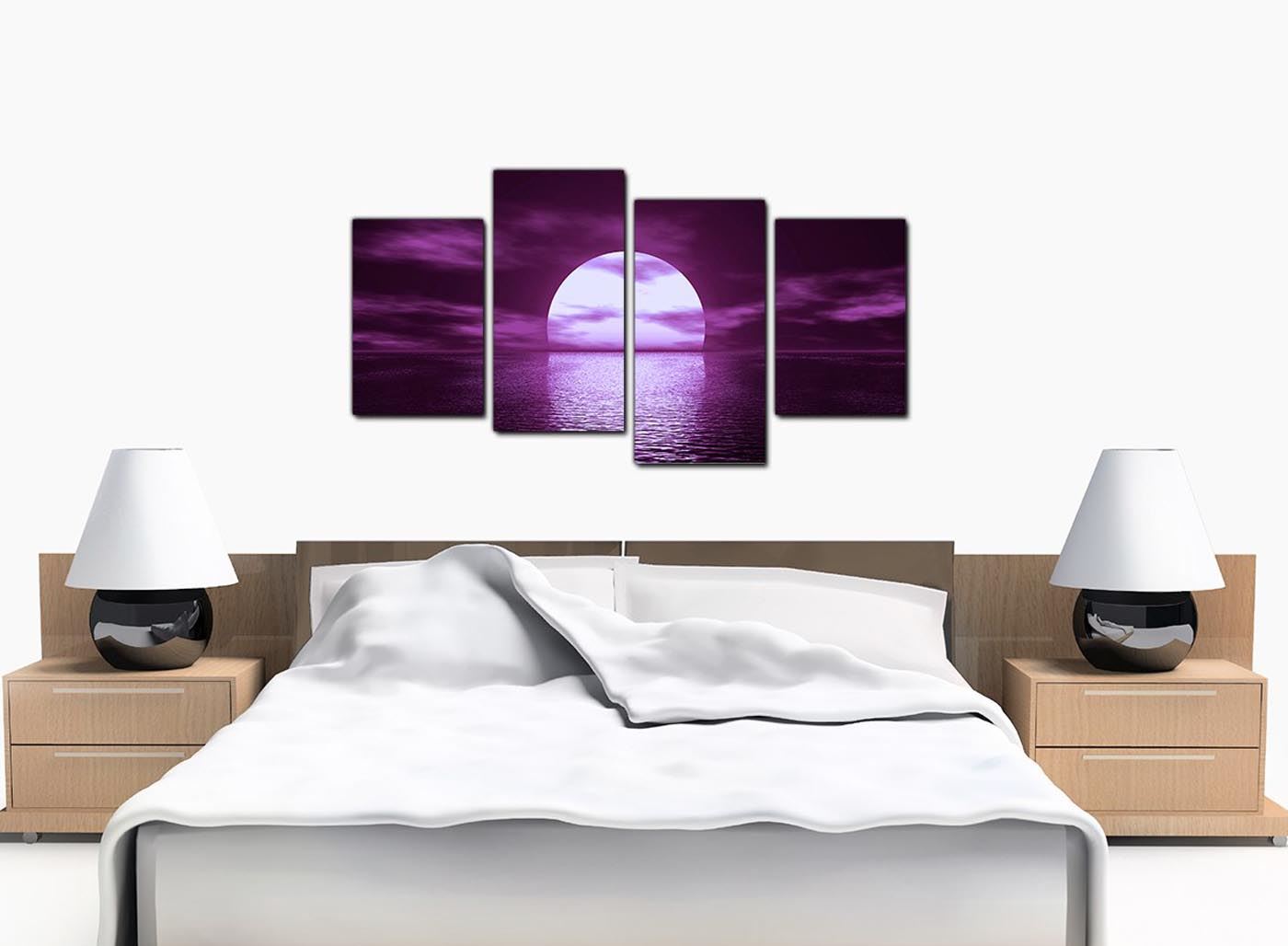 Large Purple Canvas Wall Art Pictures Set 130cm Wide XL Prints 4002