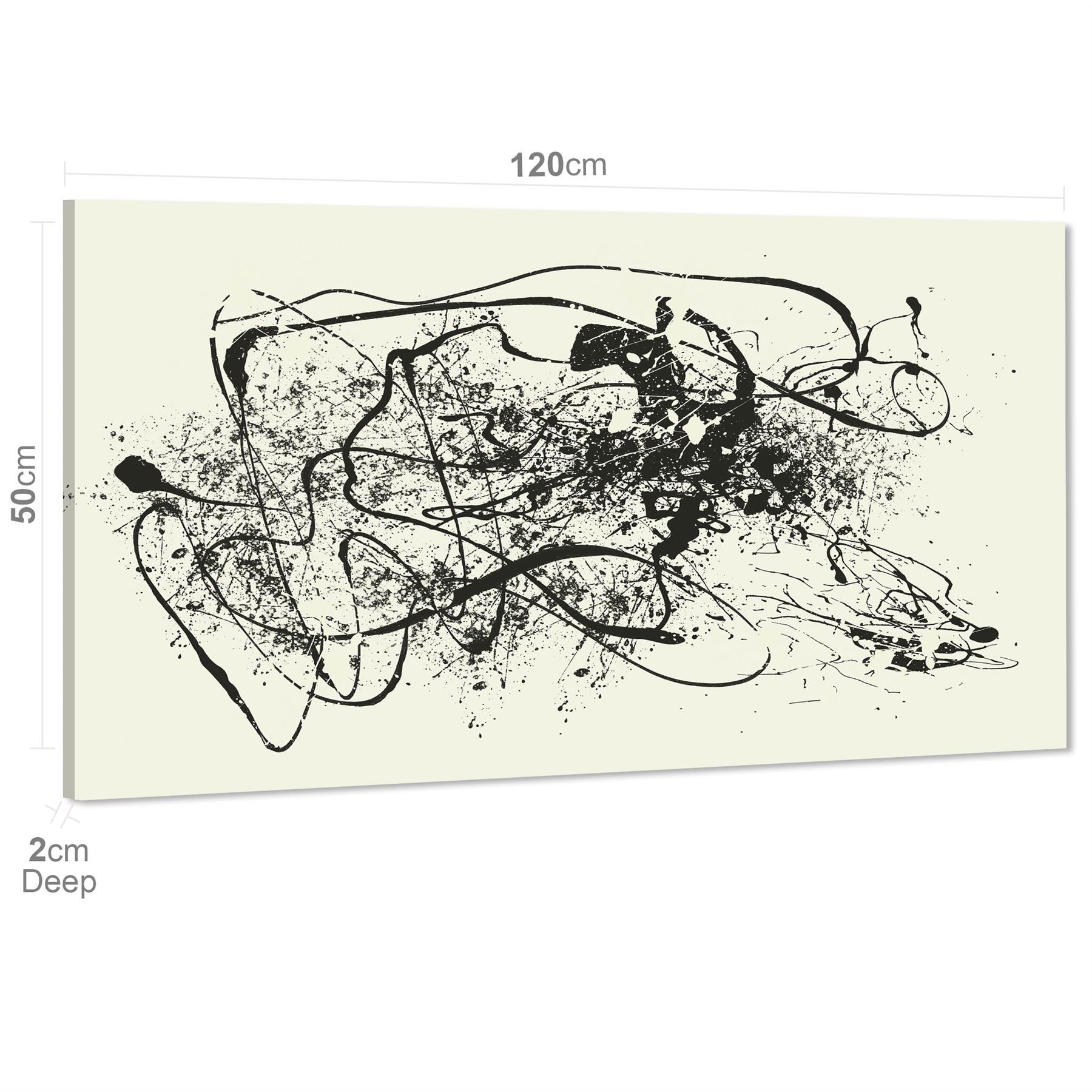 Abstract Black Cream Pollock Inspired Style Framed Art Prints - Picture 35 of 55