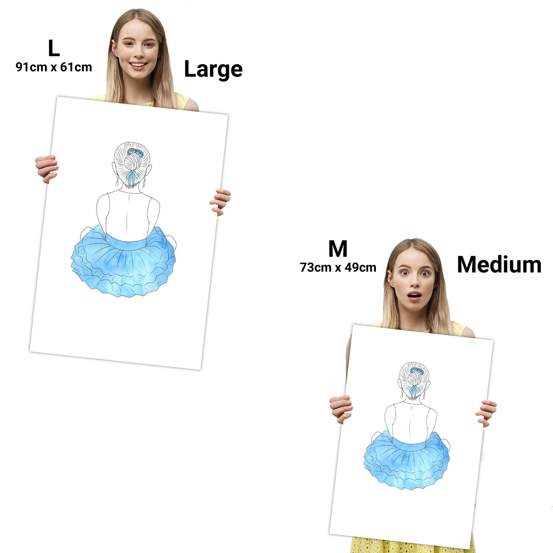 Blue Figurative Ballerina Canvas Wall Art Print - Picture 12 of 13