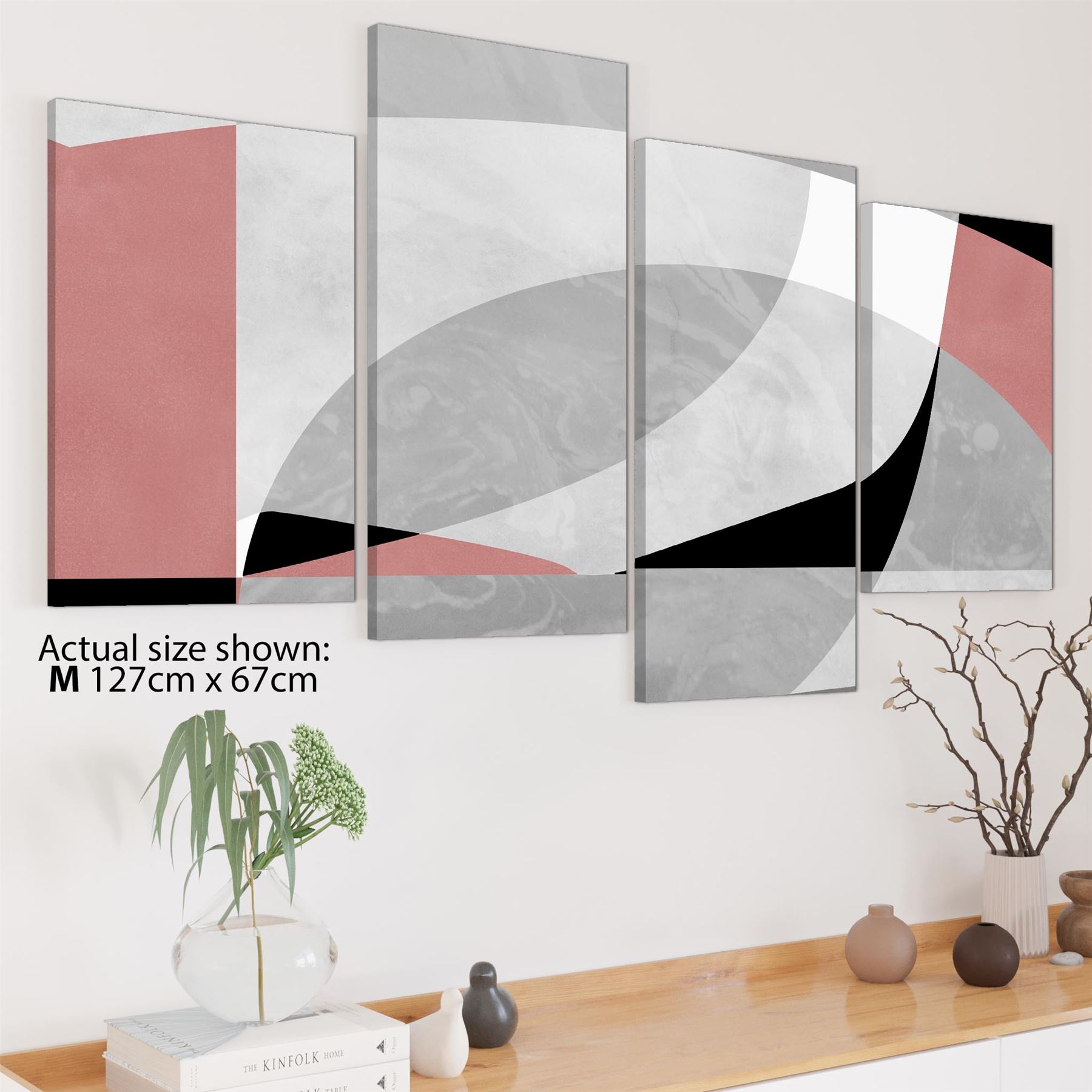 Abstract Pink Grey Watercolour Canvas Wall Art Print - Picture 44 of 55