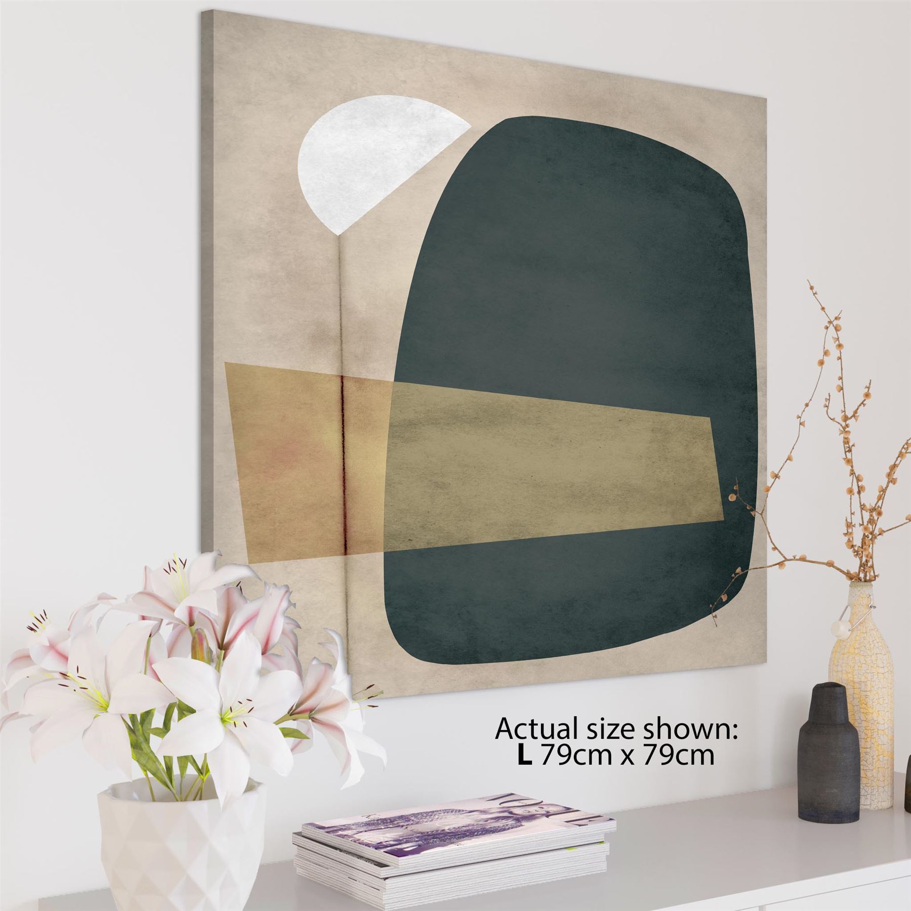 Abstract Beige Green Watercolour Canvas Art Prints - Picture 9 of 55