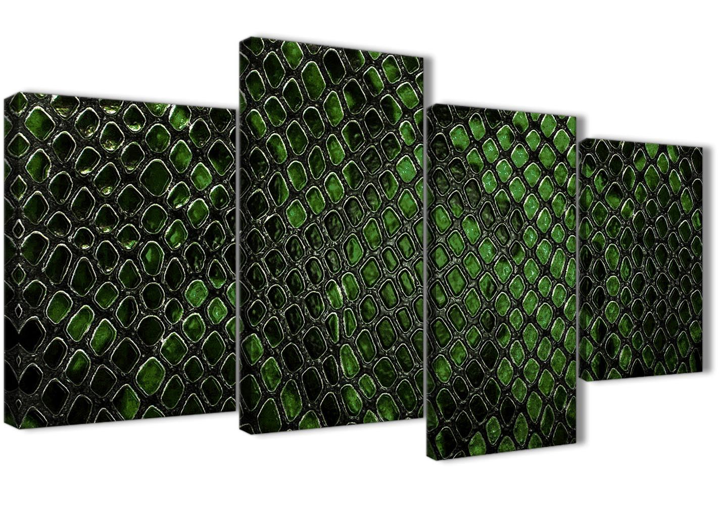 Dark Green Snakeskin Animal Print Living Room Canvas Wall Art - Abstract Print - Picture 11 of 32