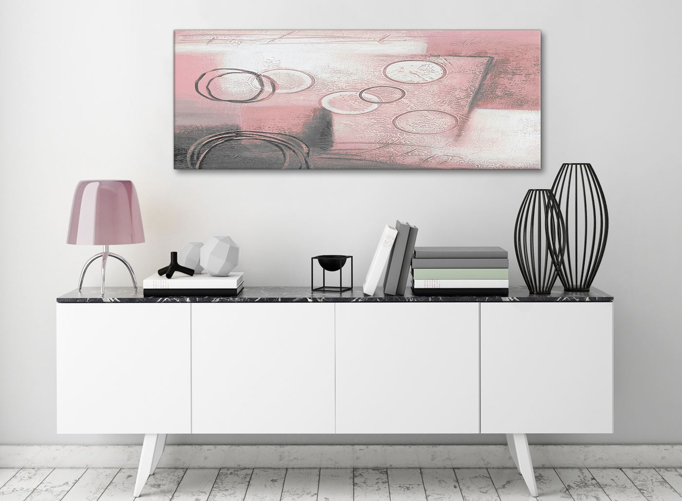 1s334s 49cm Square Blush Pink Grey Abstract Painting Canvas Wall Art Print