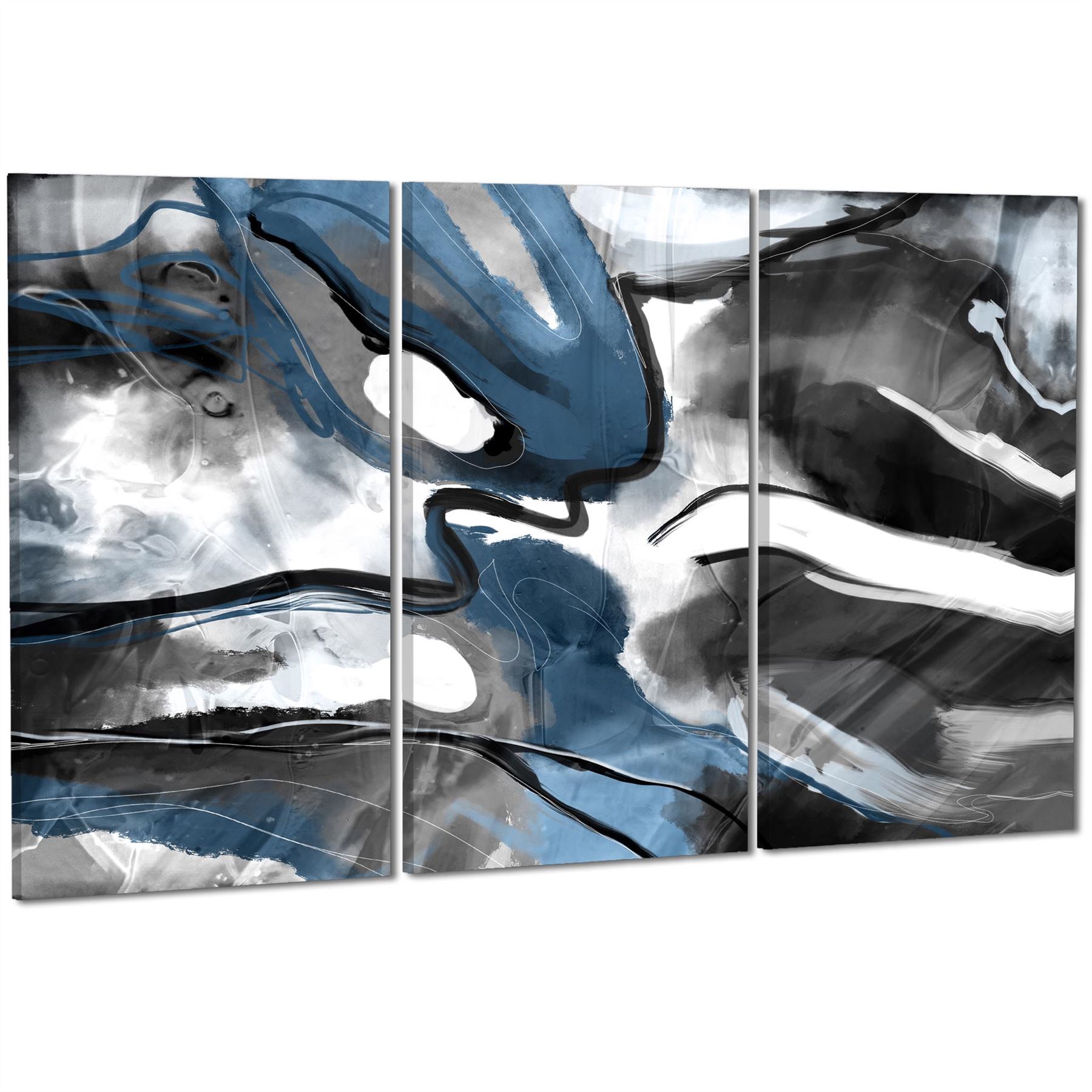 Abstract Turquoise Dark Grey Design Canvas Art Prints - Picture 38 of 56
