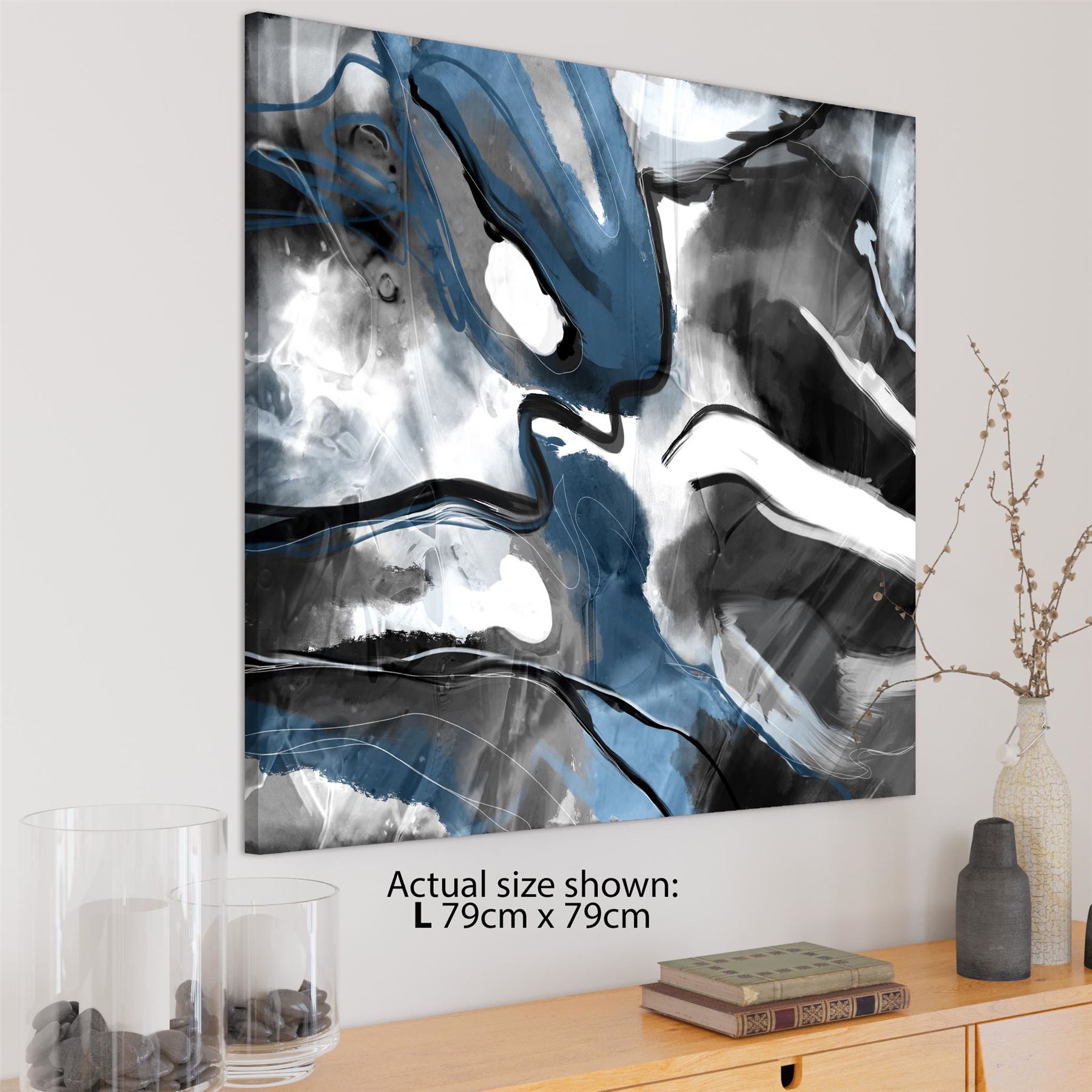 Abstract Turquoise Dark Grey Design Canvas Art Prints - Picture 10 of 56