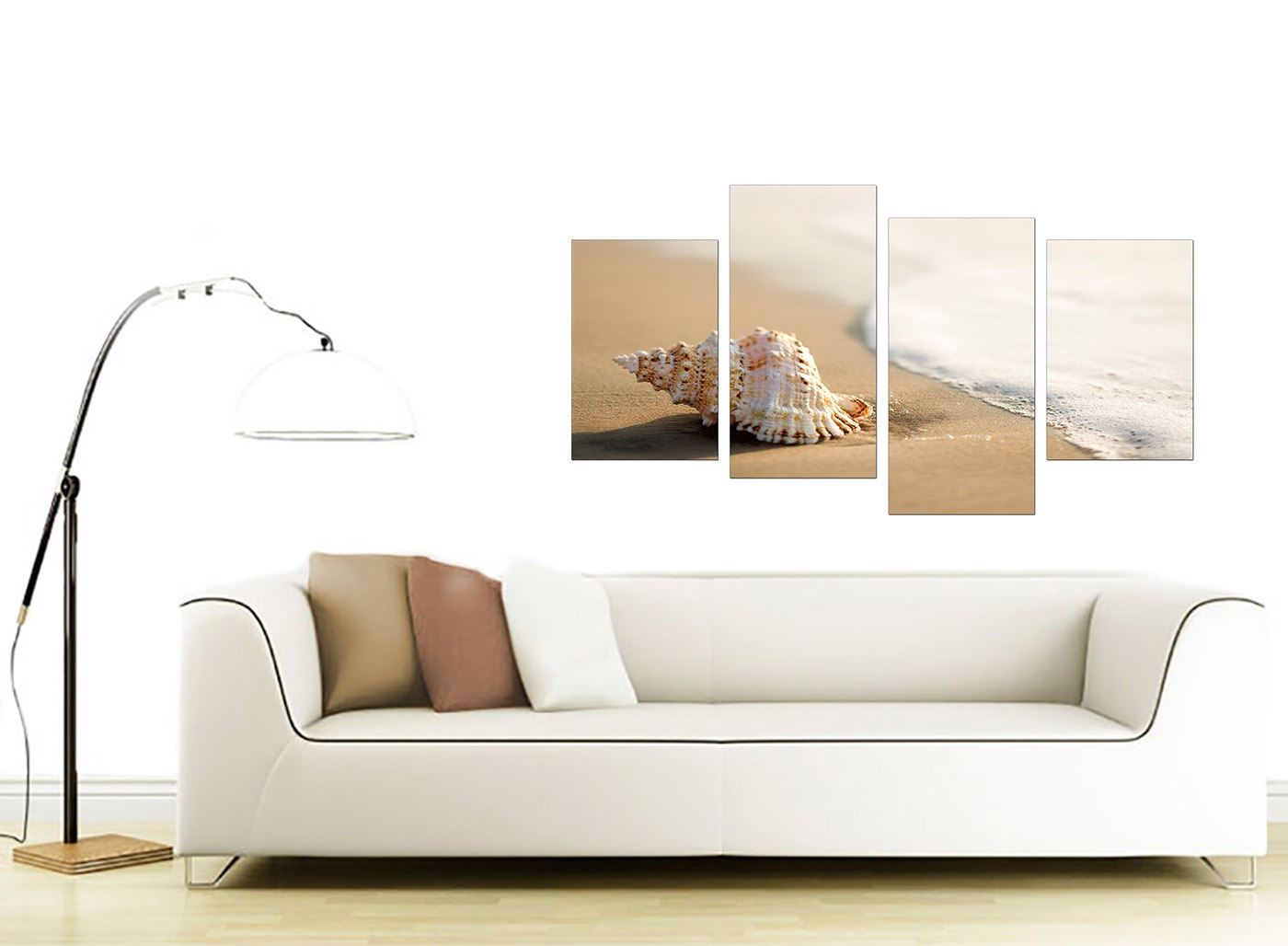Large Beige Bathroom Canvas Wall Art Pictures Shells XL Sea Print 4146 ...