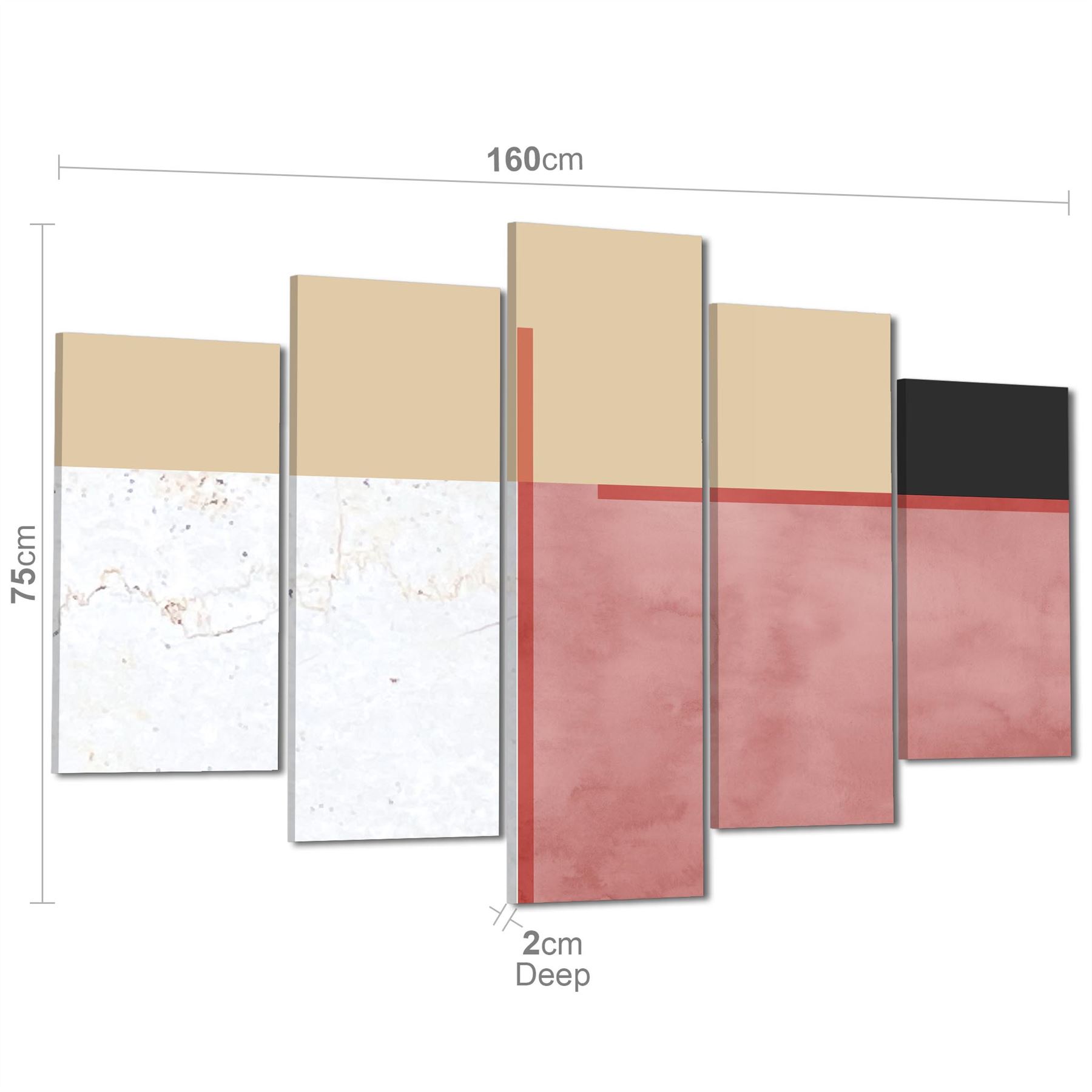 Abstract Blush Pink Black Watercolour Canvas Art Prints - Picture 53 of 55