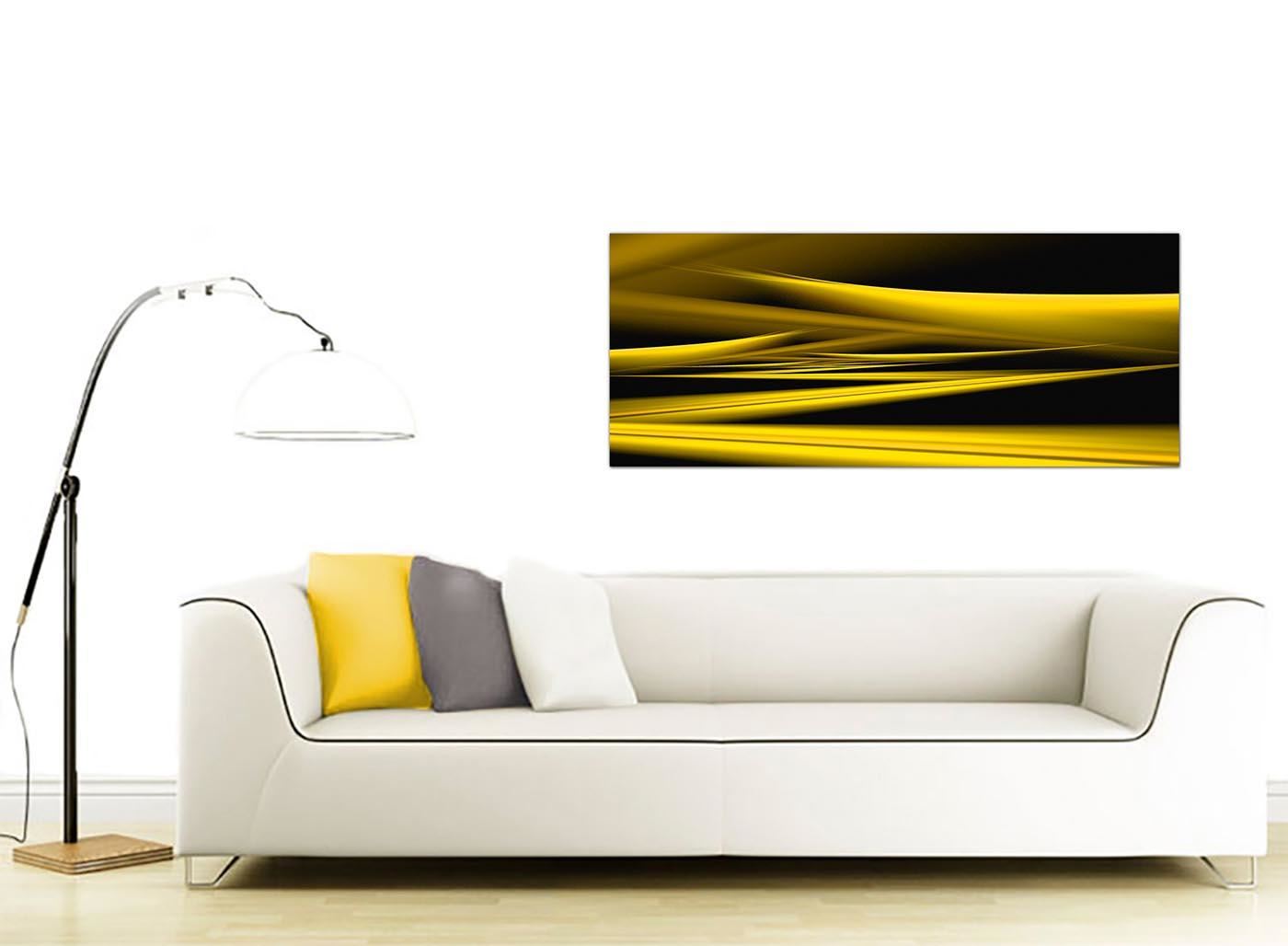 Yellow and Black Abstract Canvas Wall Art (120cm x 50cm) 5060327327384