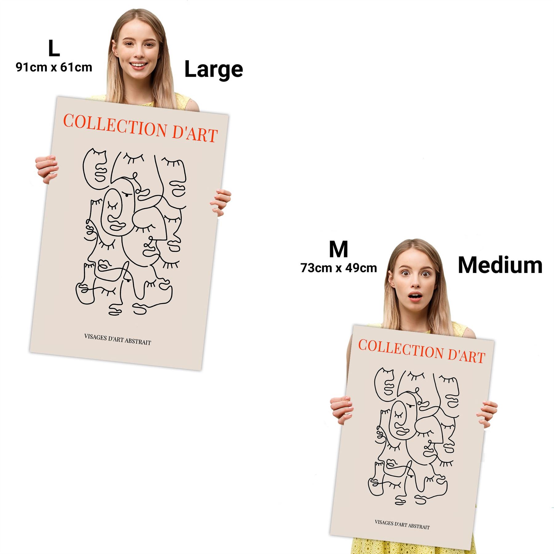 Abstract Natural Black Faces Line Art Canvas Wall Art Print - Picture 6 of 13