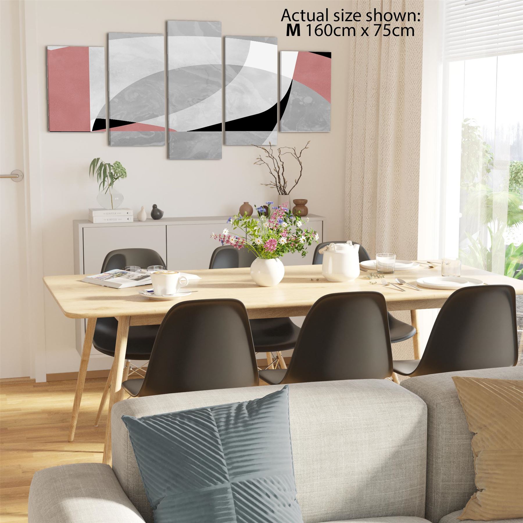 Abstract Pink Grey Watercolour Canvas Wall Art Print - Picture 51 of 55