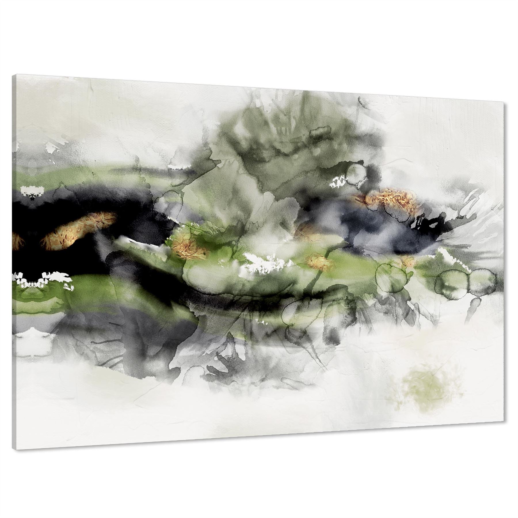 Abstract Lime Green Grey Watercolour Canvas Art Pictures - Picture 14 of 54