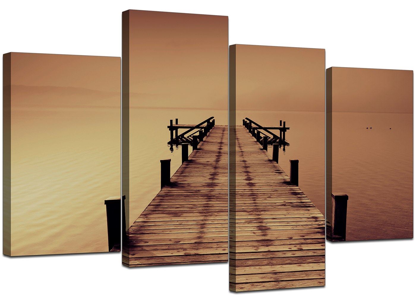 Extra Large Sepia Brown Canvas Wall Art Pictures 130cm Prints Set 4045