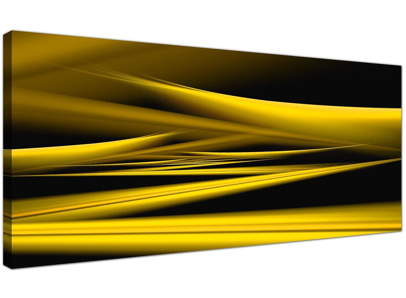 Yellow and Black Abstract Canvas Wall Art (120cm x 50cm) 5060327327384