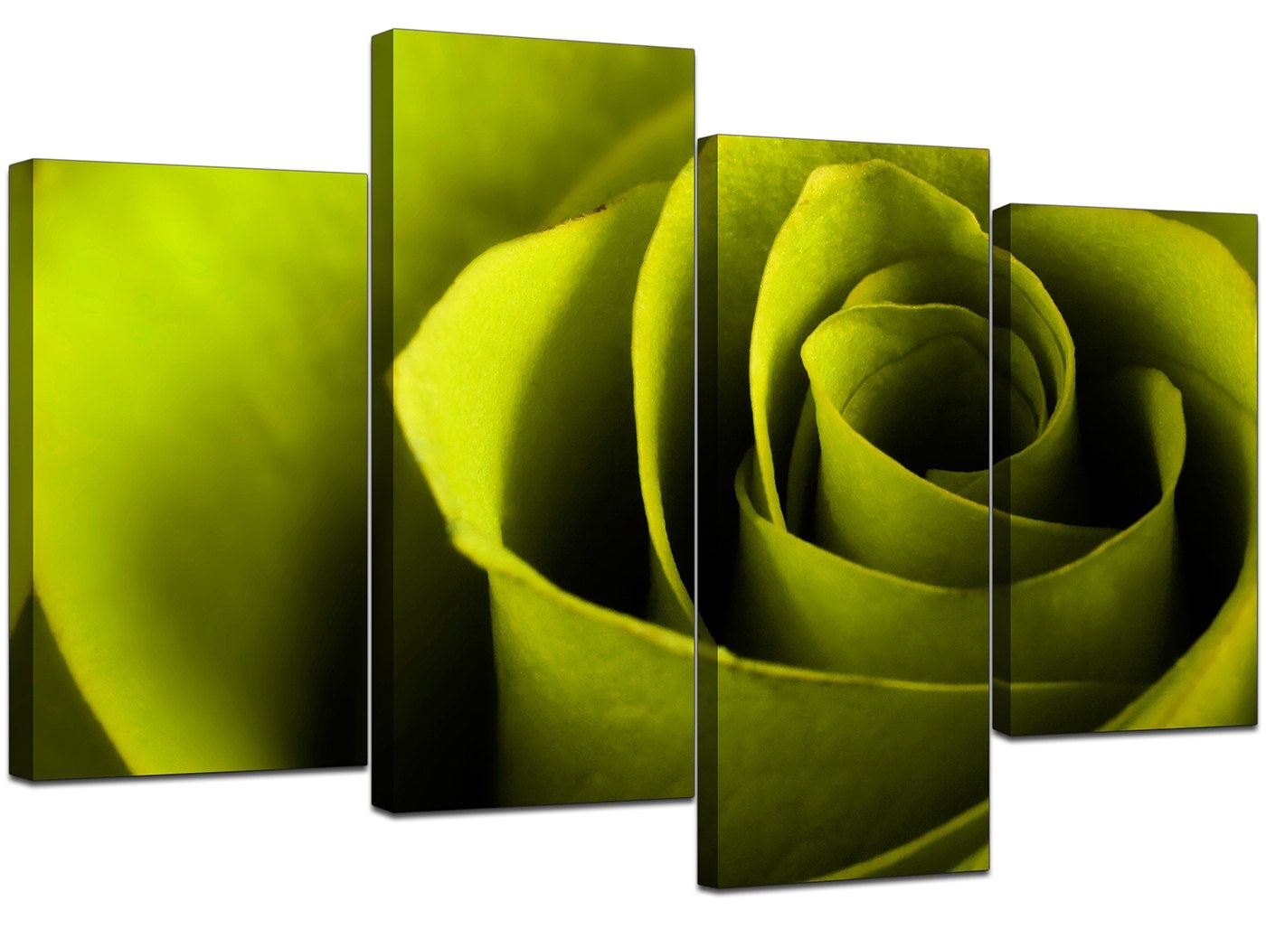 Large Lime Green Rose Floral Canvas Wall Art Pictures Prints XL 4110