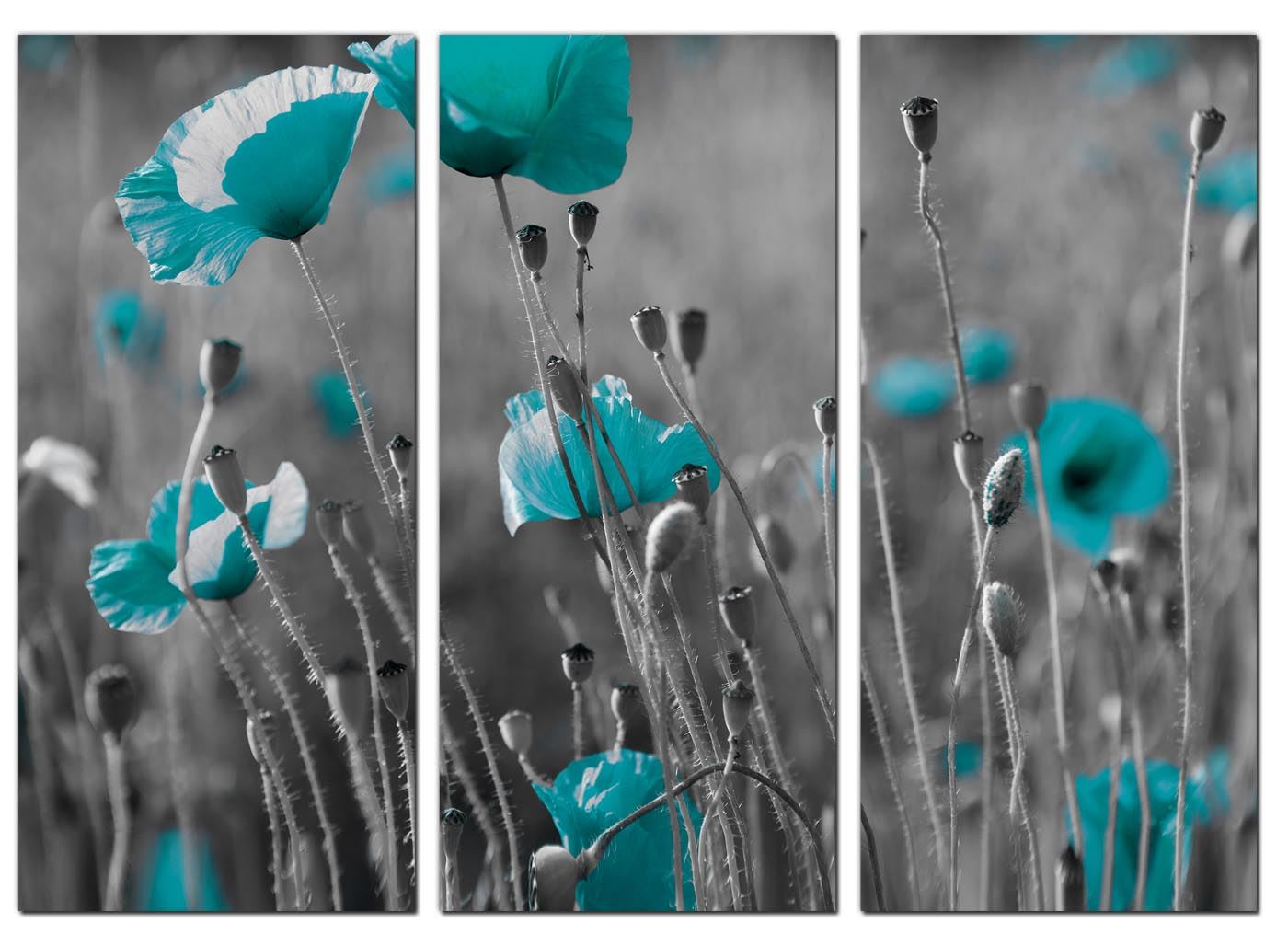 Set of 3 Teal Blue Green Large Canvases Wall Art Prints Pictures 3139