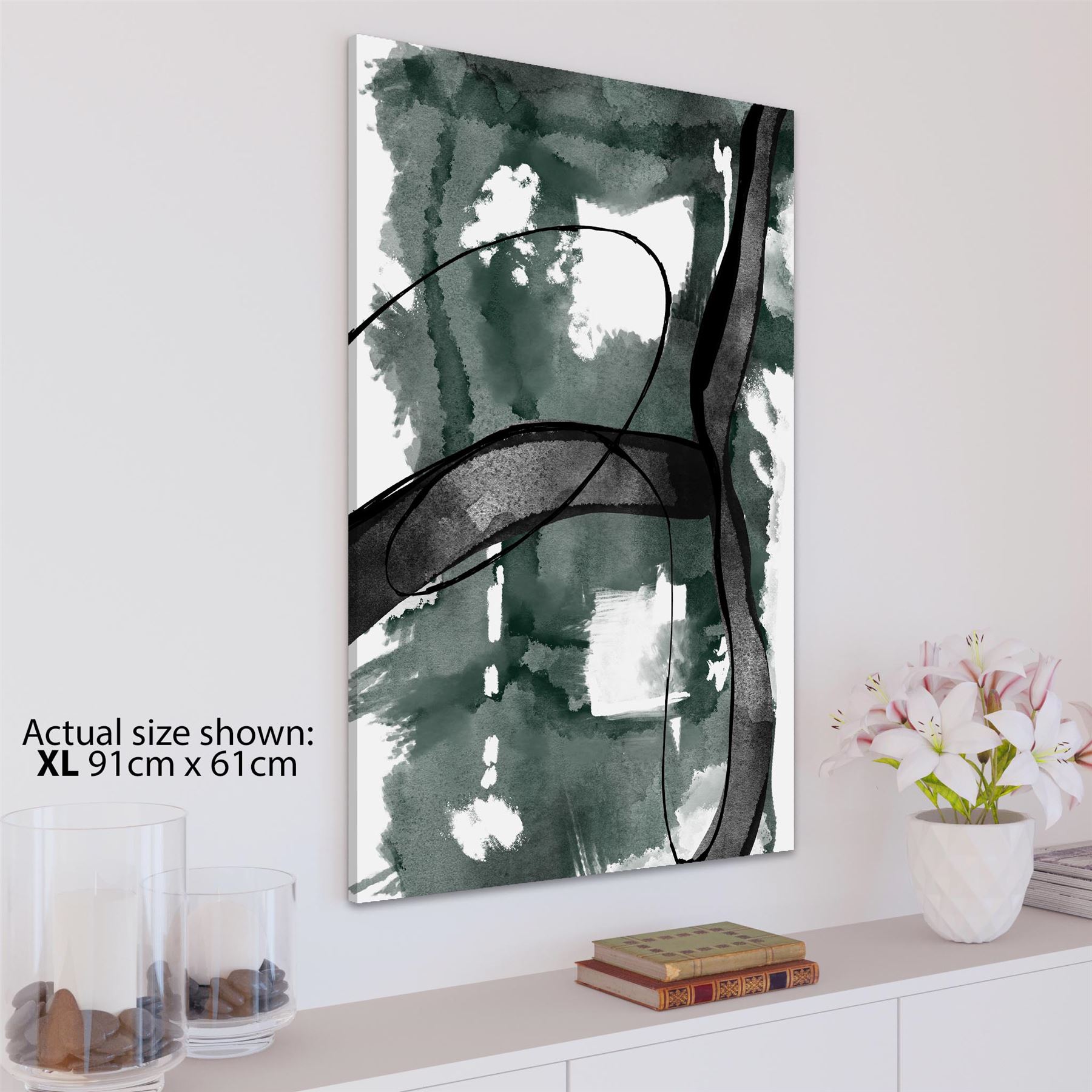 Abstract Green Black Design Canvas Wall Art Picture - Picture 28 of 55