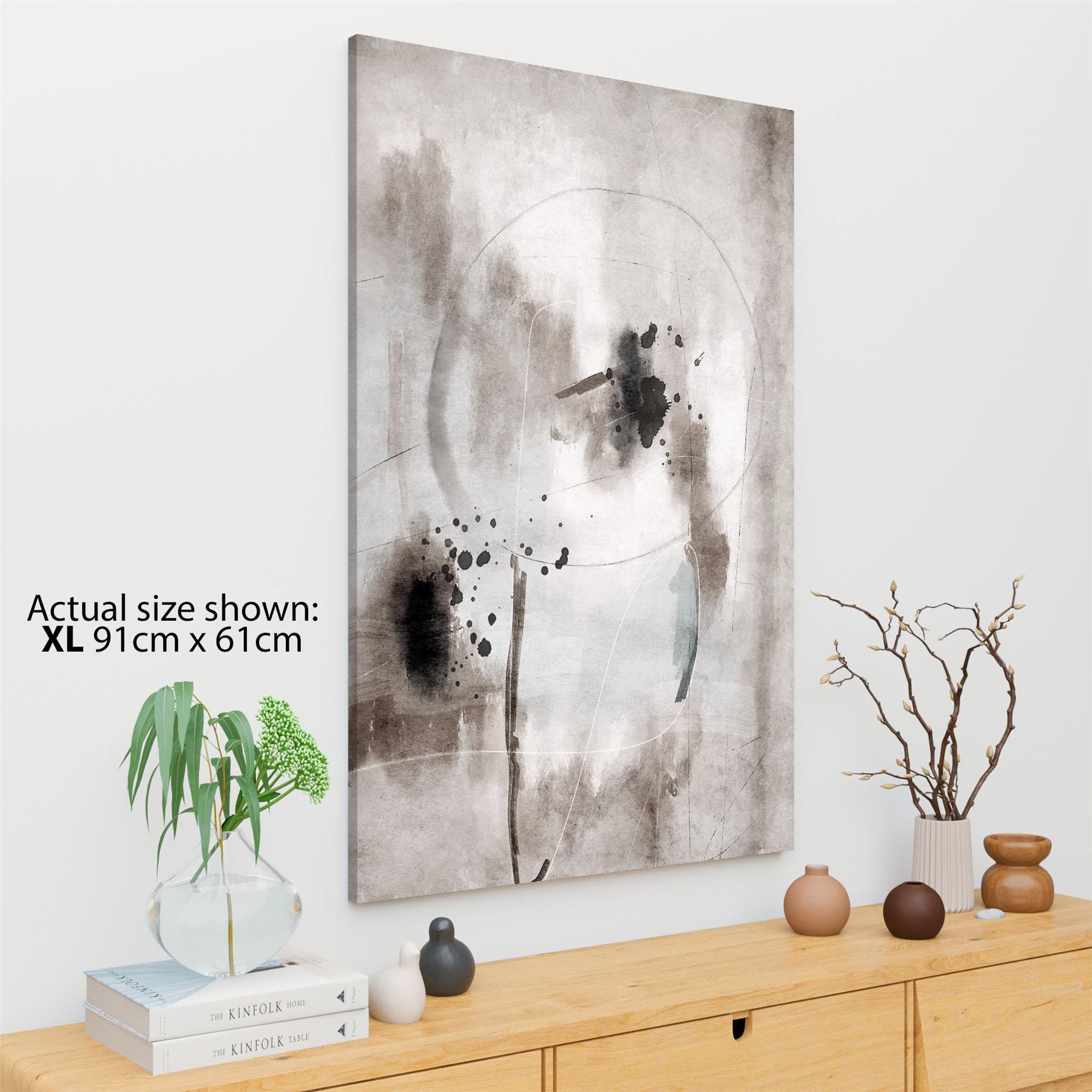 Impresión artística de pared enmarcada gráfica en blanco y negro beige abstracta - Imagen 27 de 55
