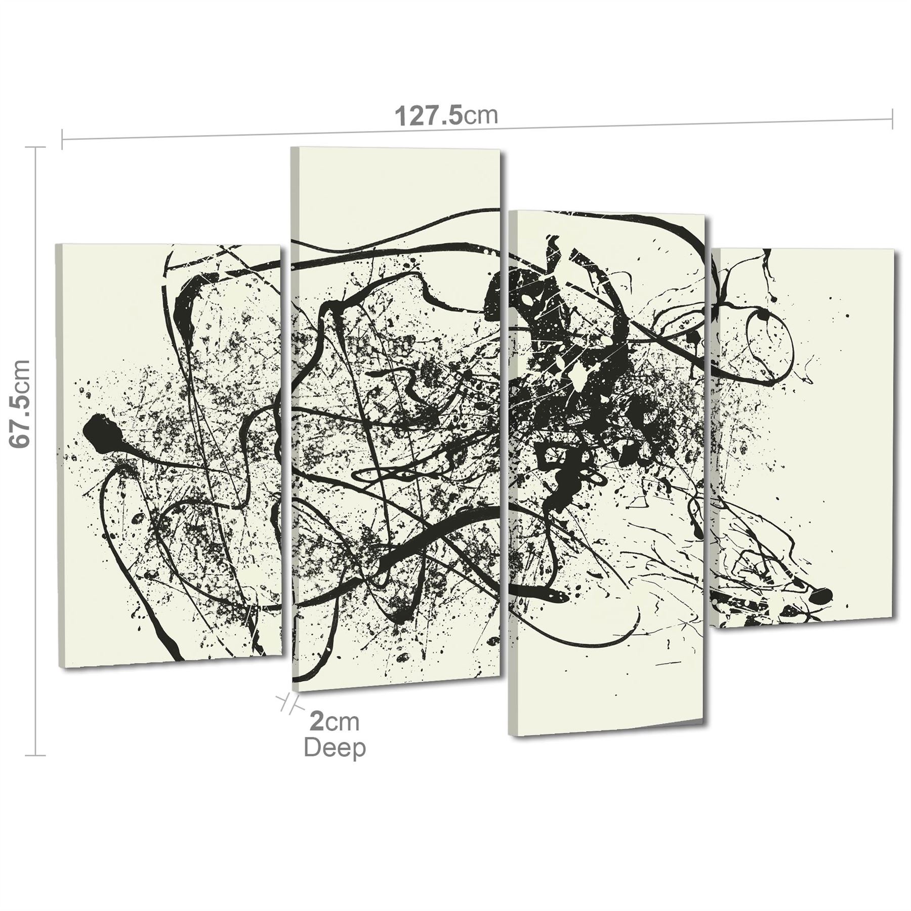 Abstract Black Cream Pollock Inspired Style Framed Art Prints - Picture 46 of 55