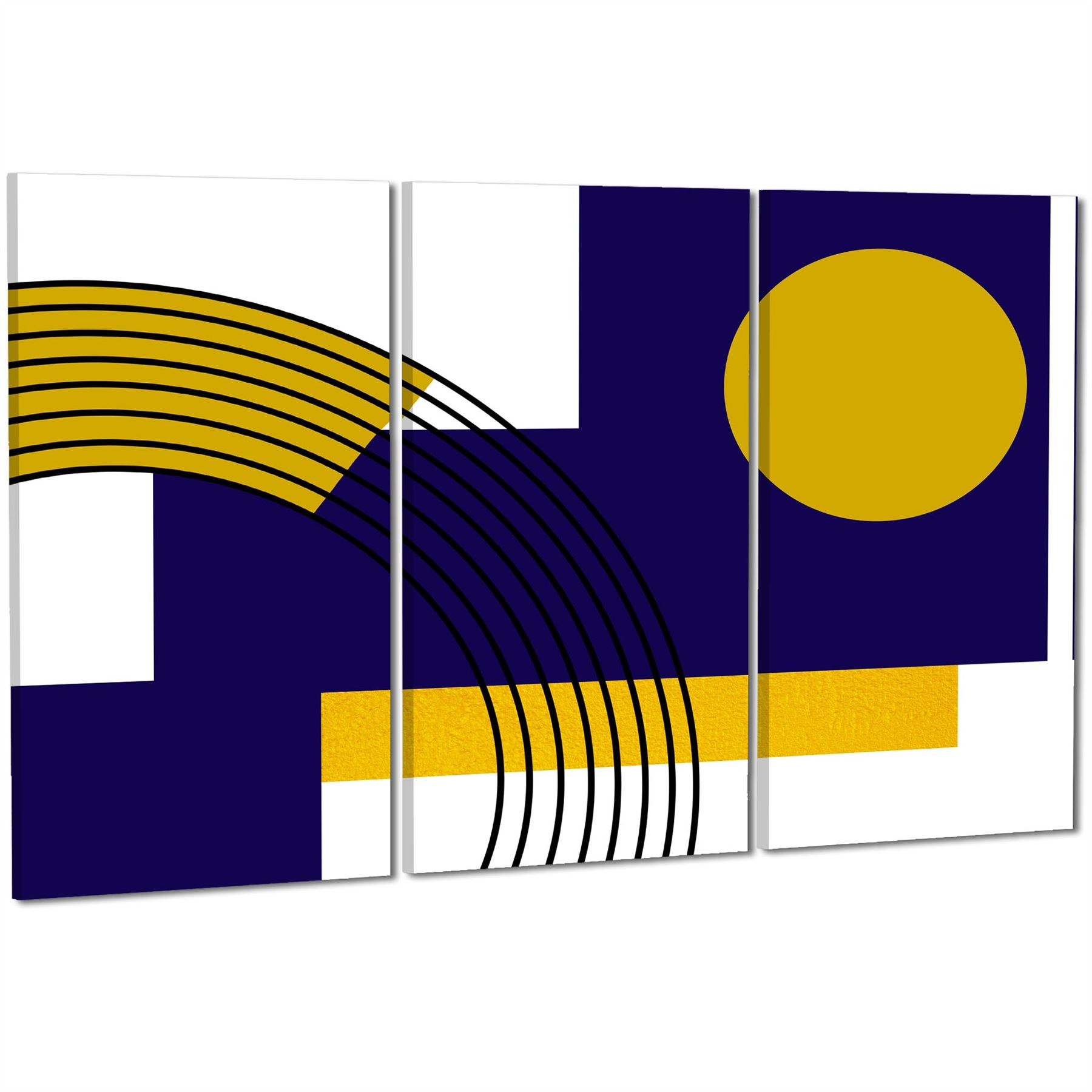 Blue Mustard Yellow Geometric Design Canvas Art Prints - Picture 36 of 54