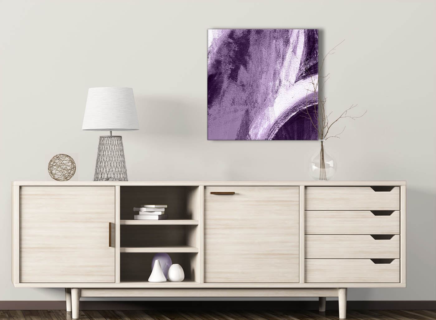 Aubergine Plum and White - Abstract Canvas Wall Art Painting - Picture 28 of 32