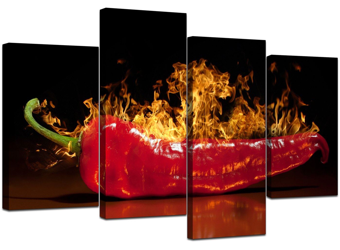 Large Red Chilli Kitchen Canvas Wall Art Pictures 130cm Prints 4132