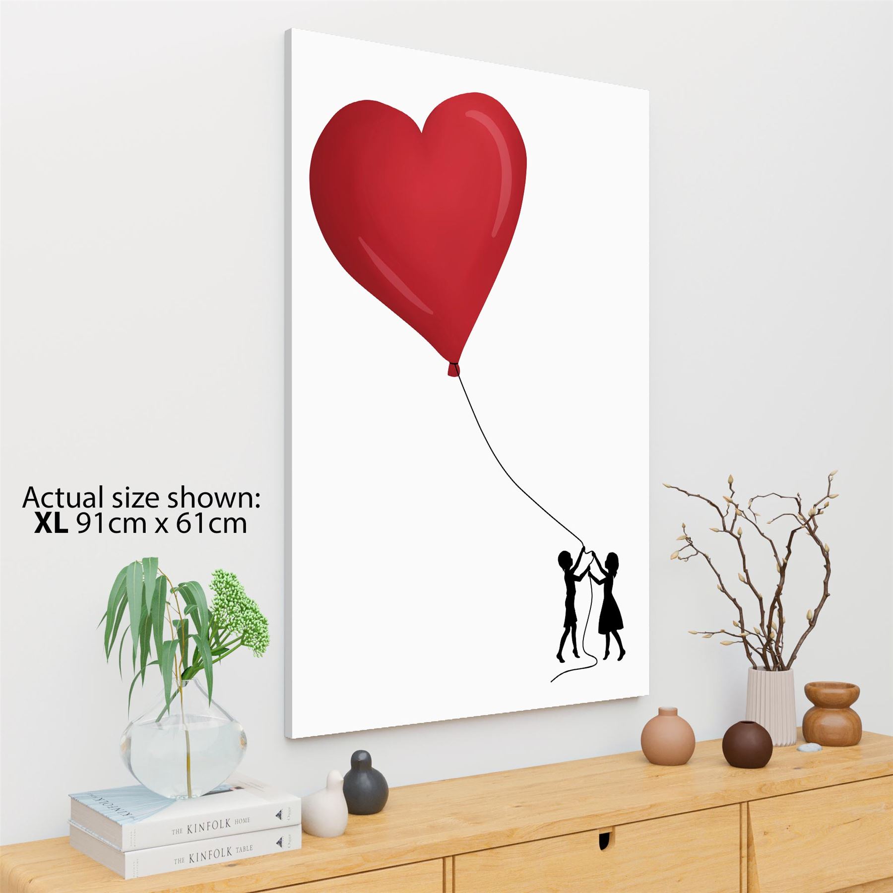 Red Black Balloon Canvas Wall Art Print - Picture 9 of 13