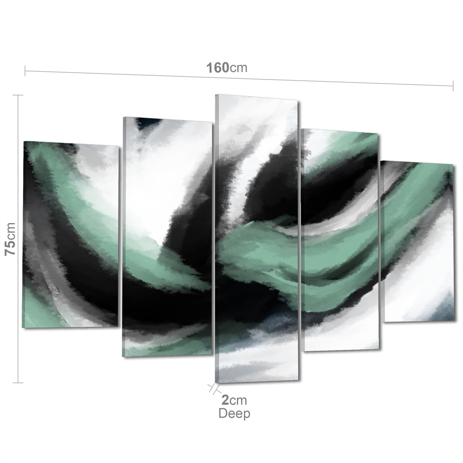 Abstract Green Grey Oil Paint Effect Canvas Wall Art Picture - Picture 53 of 55