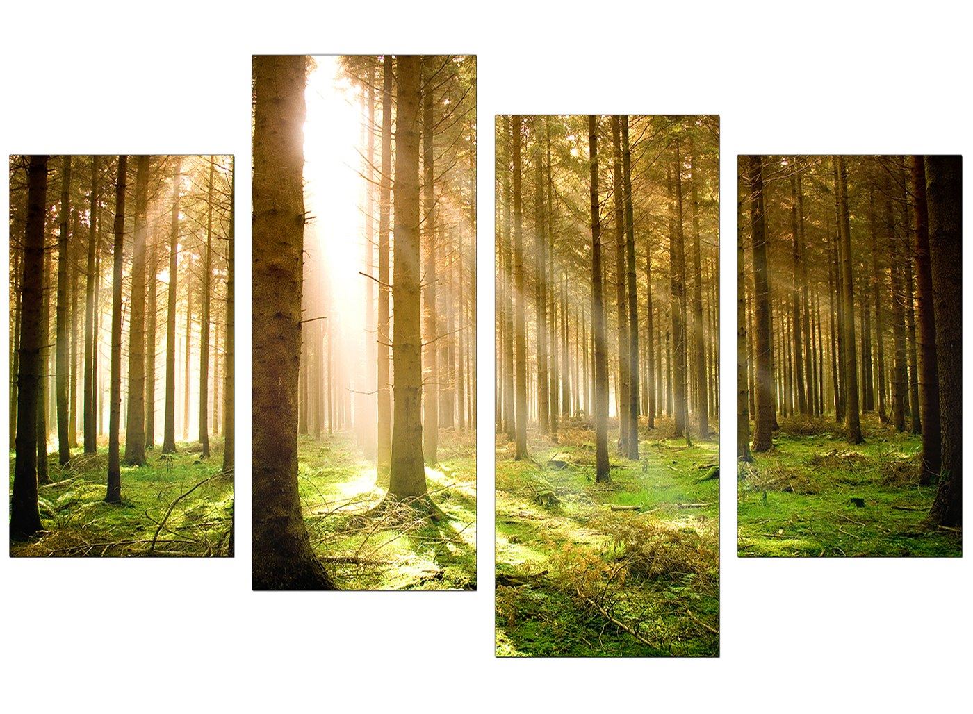 Extra Large Green Trees Canvas Wall Art Pictures 130cm Prints Set 4042
