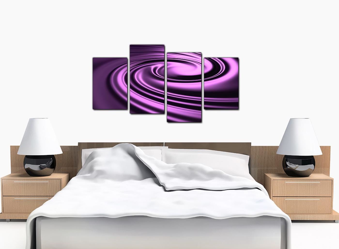 Large Purple Abstract Canvas Wall Art Pictures 130cm XL Set Print 4058